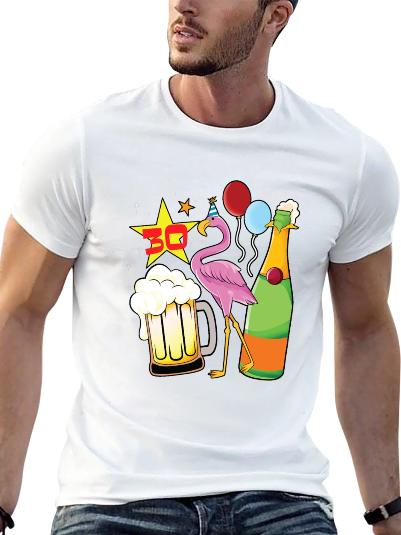 Funny 30th Birthday Flamingo Party Black T-Shirt