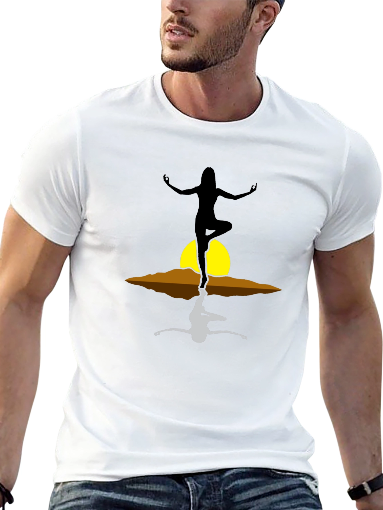 Yoga Reflection Graphic T-Shirt - Zen Style