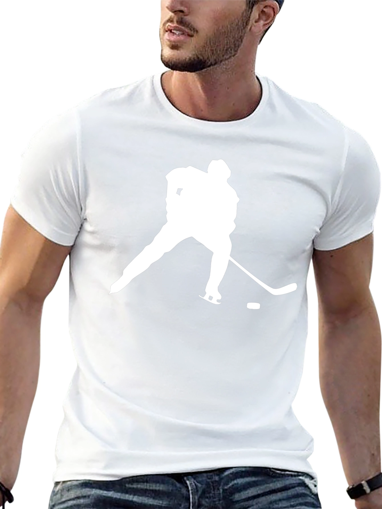 Hockey Player Silhouette T-Shirt - Black