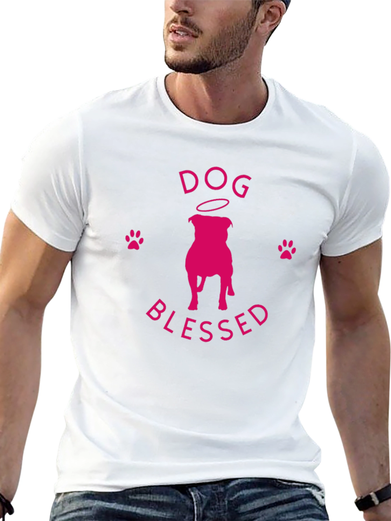 Dog Blessed T-Shirt - Pink Graphic Print