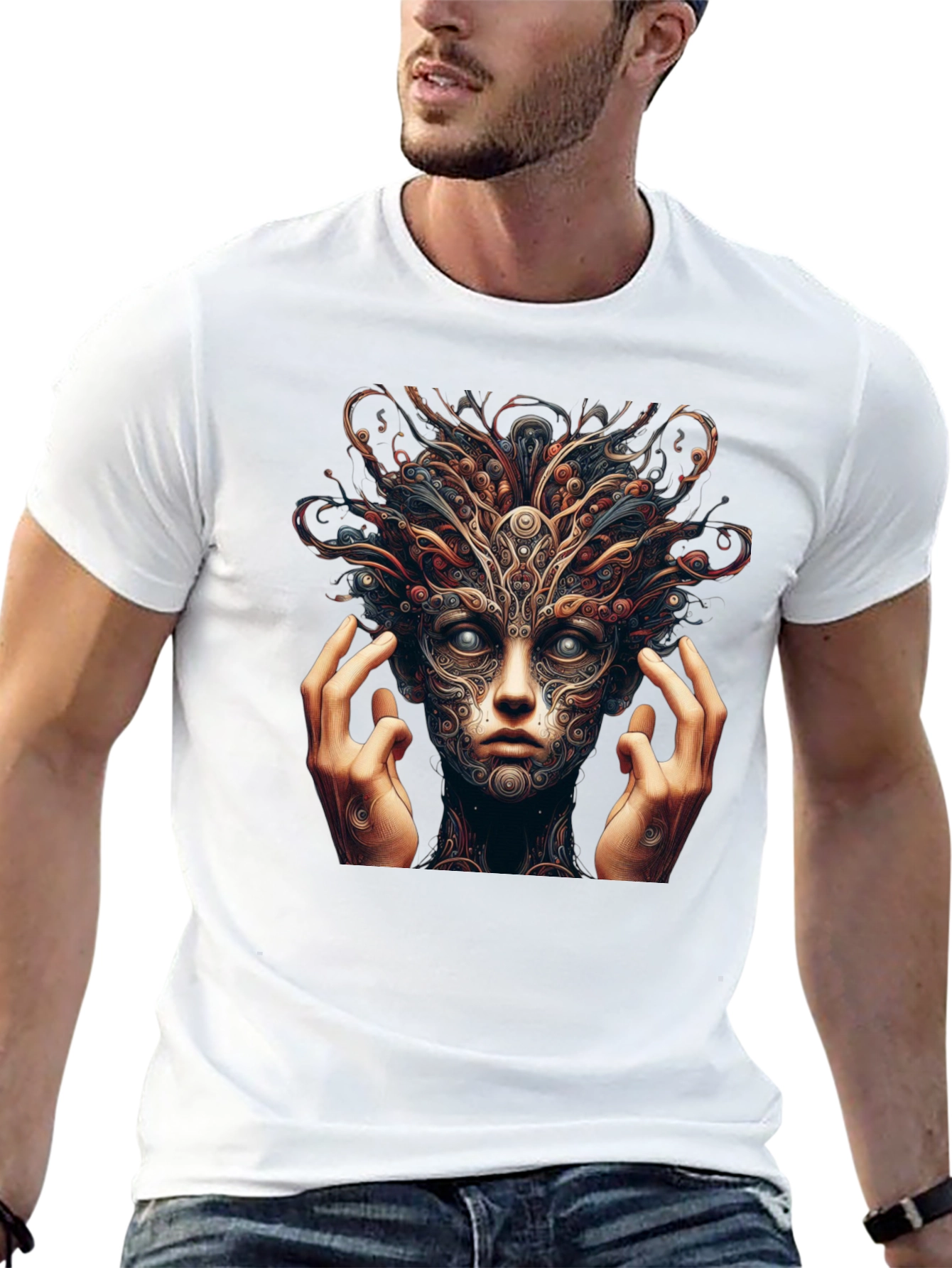 Mystic Face Graphic Black T-Shirt