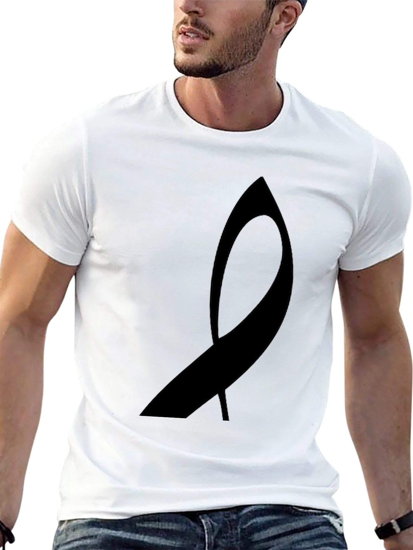 Black Awareness Ribbon Graphic Tee - Soft Cotton Blend