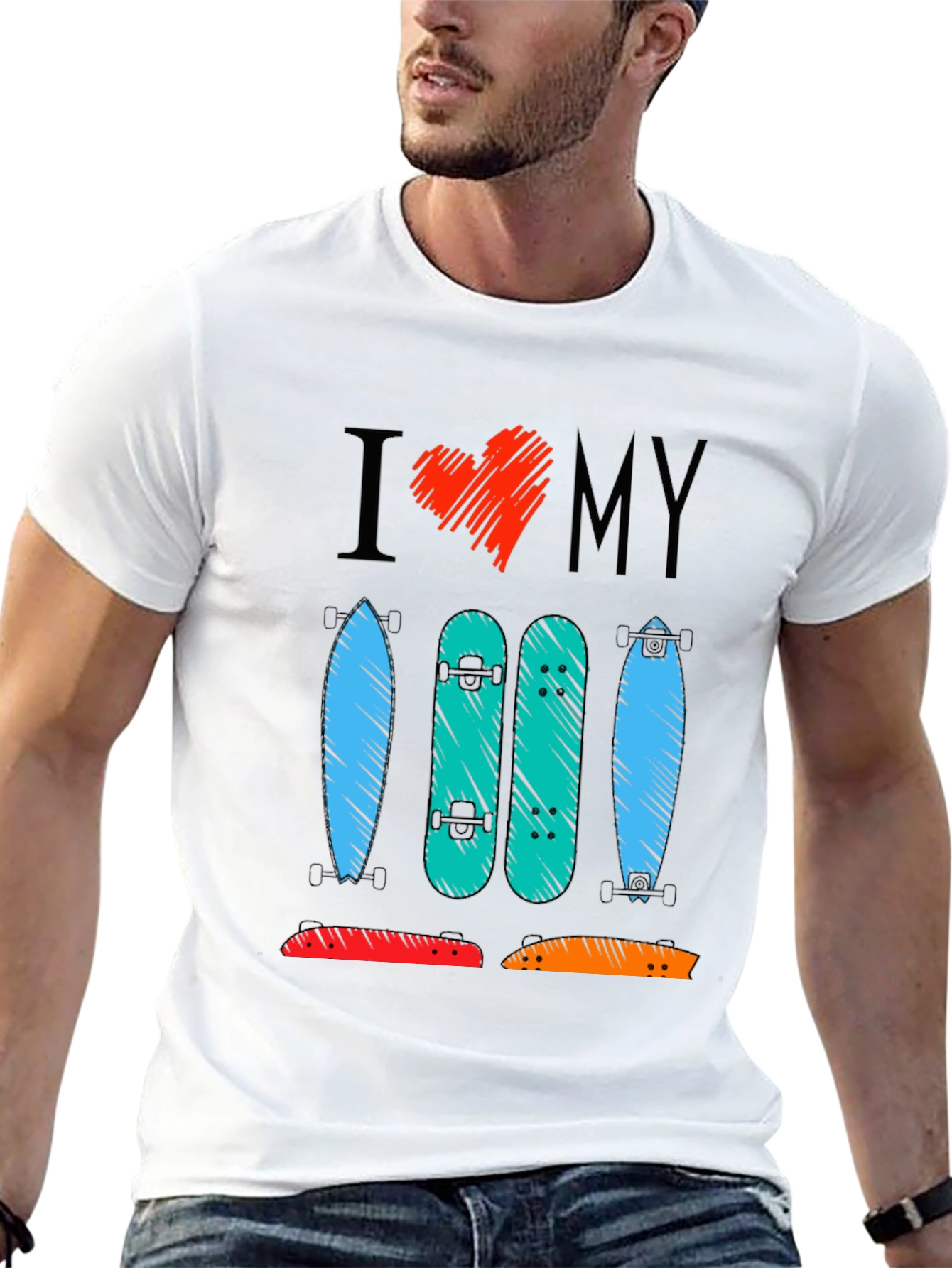 I Heart My Skateboards Graphic T-Shirt