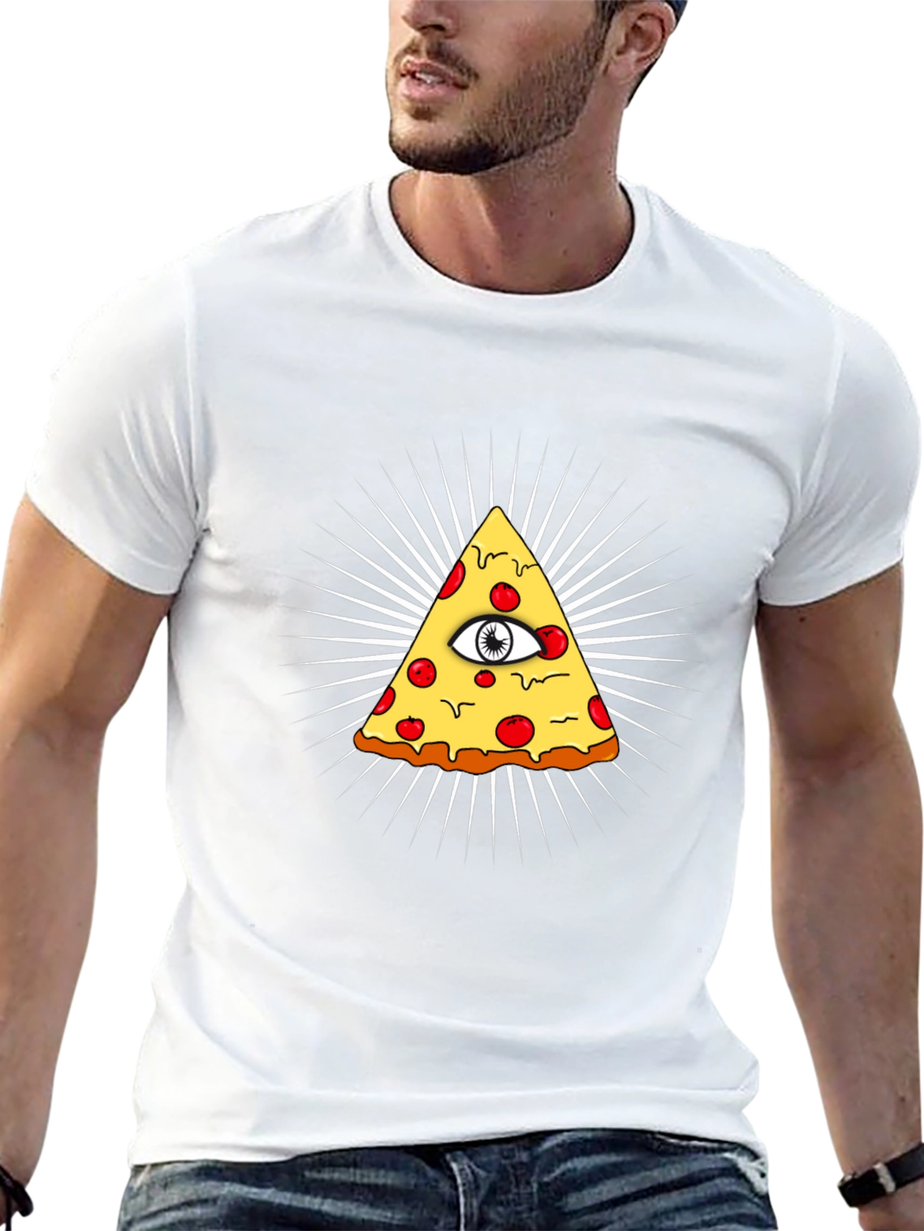Illuminati Pizza Graphic Black T-Shirt