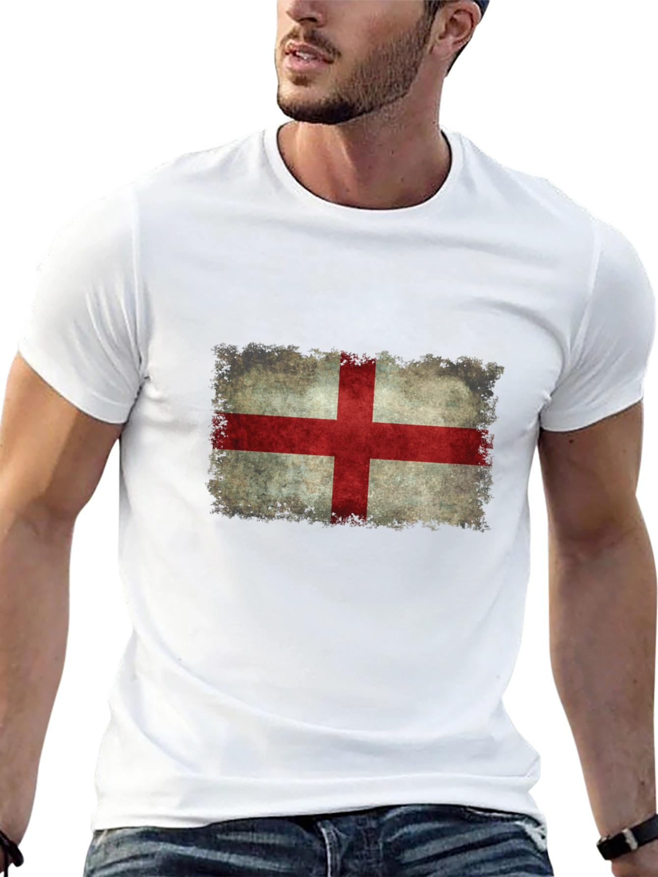 England Flag Distressed Graphic T-Shirt