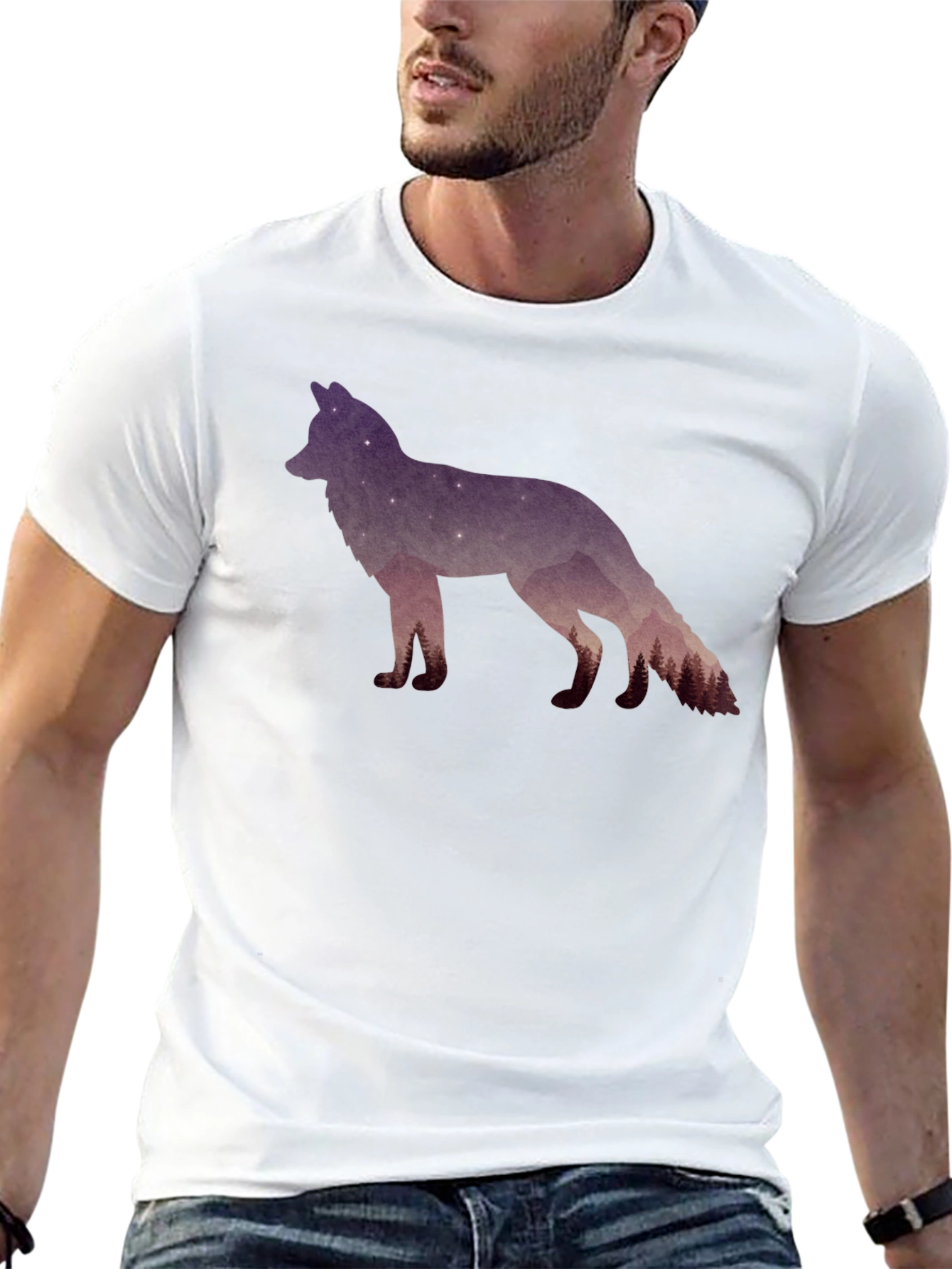 Galaxy Wolf Silhouette T-Shirt