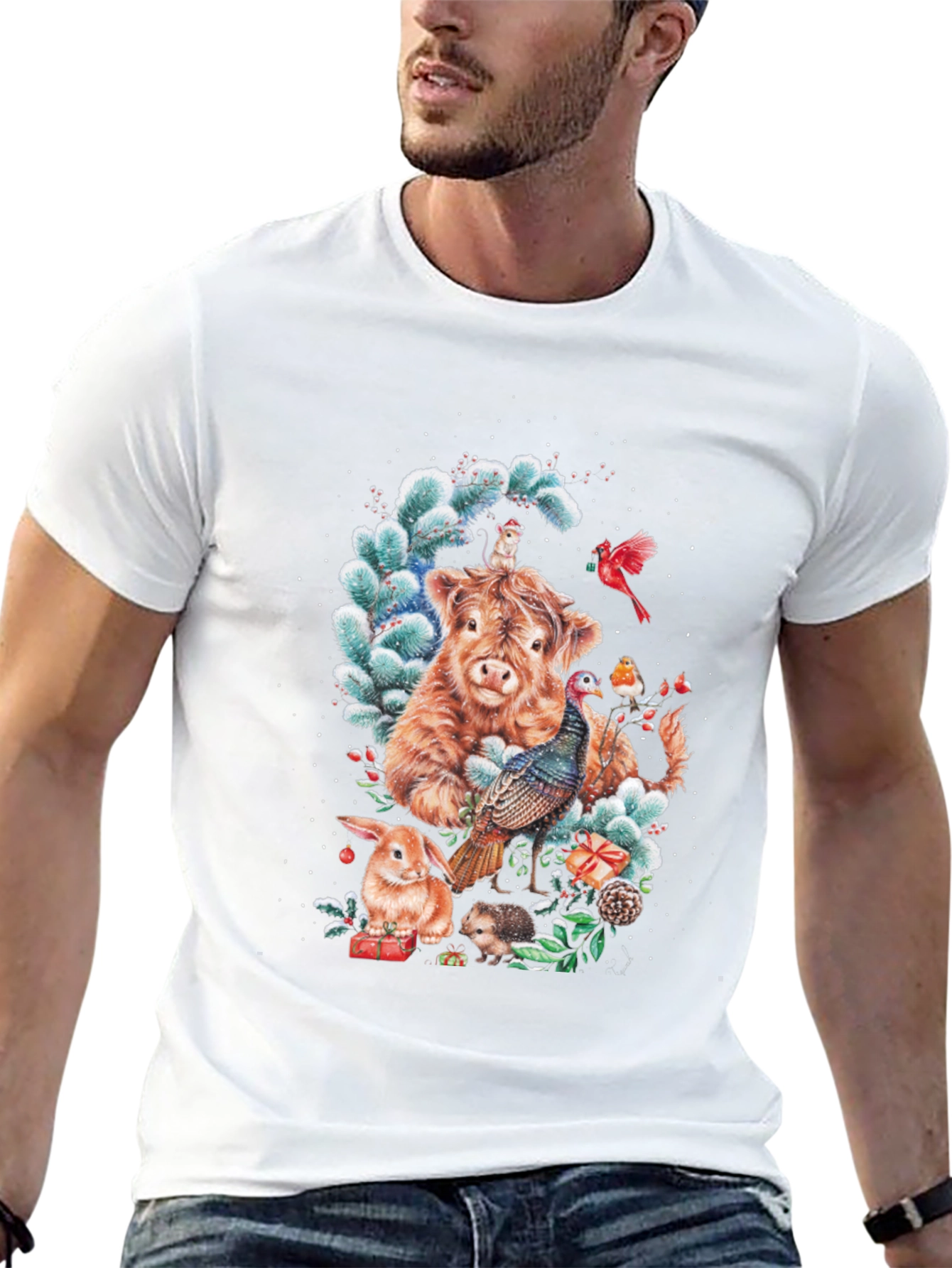Festive Highland Cow & Friends T-Shirt