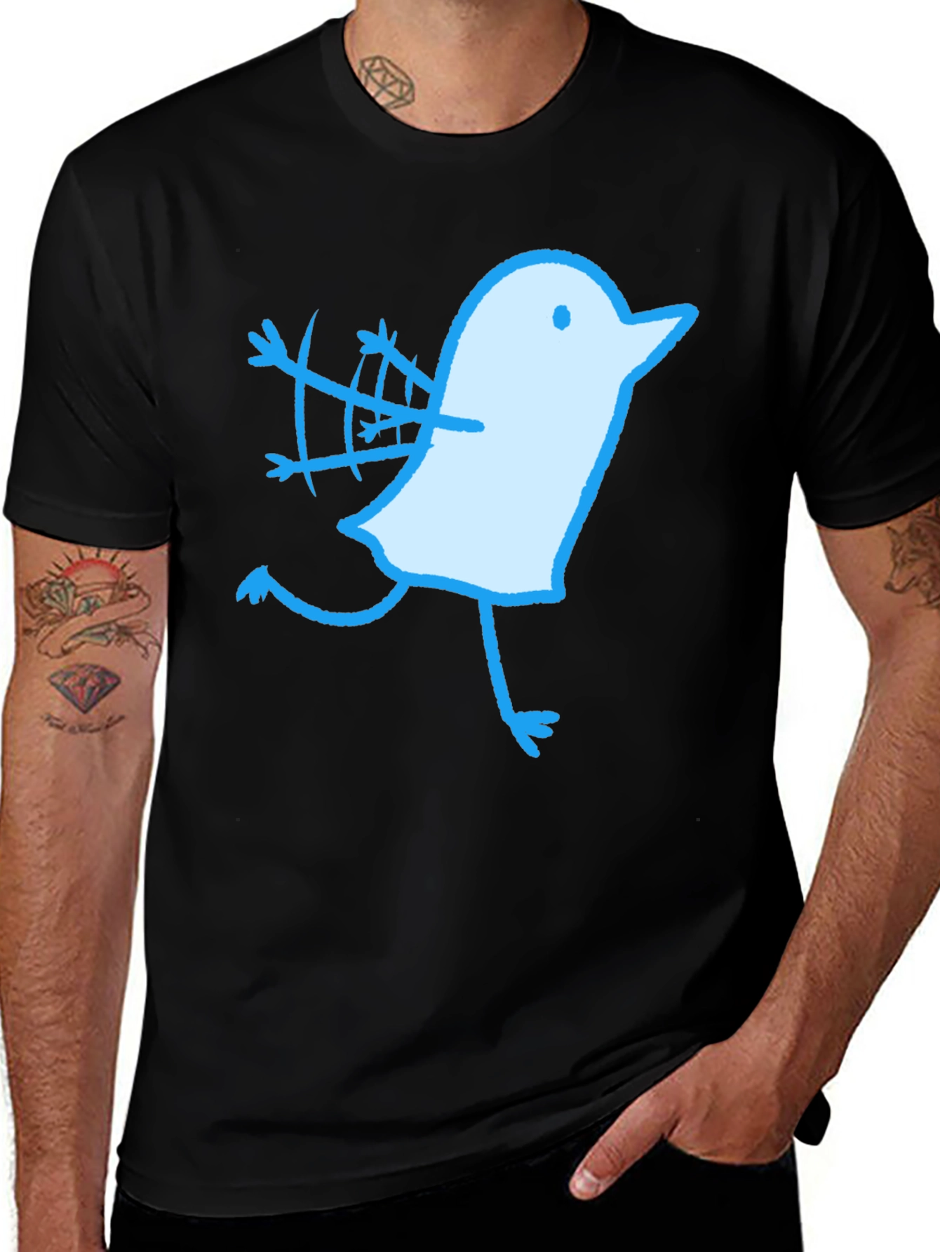 Novelty Bird Graphic Black T-Shirt