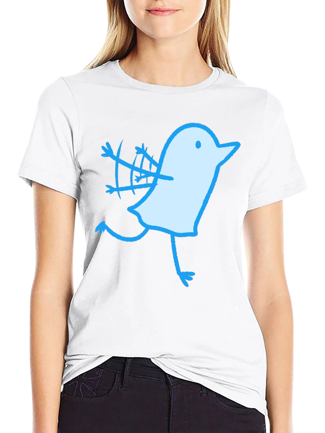 Novelty Bird Graphic Black T-Shirt