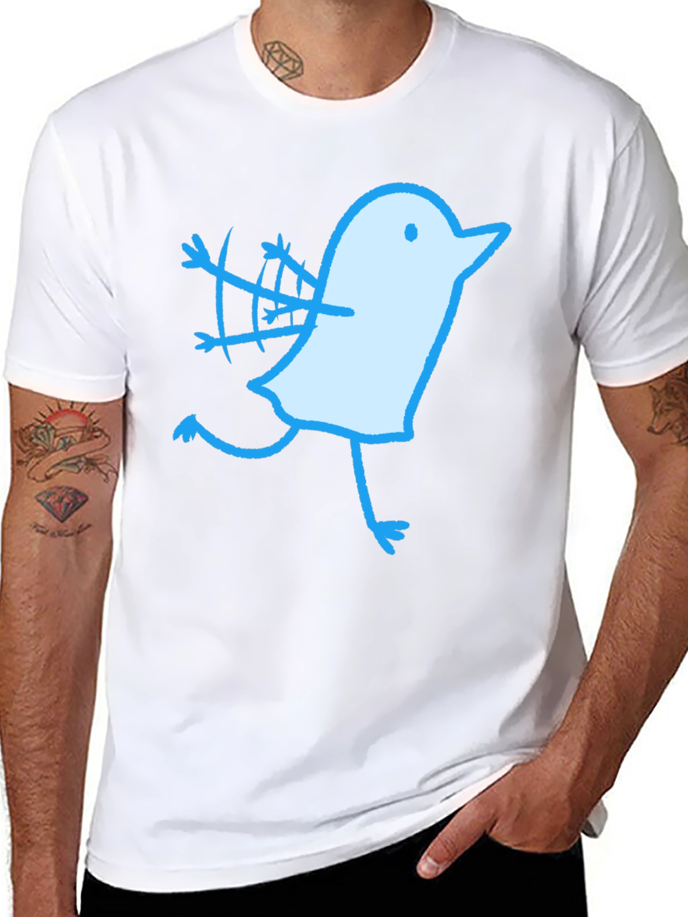 Novelty Bird Graphic Black T-Shirt