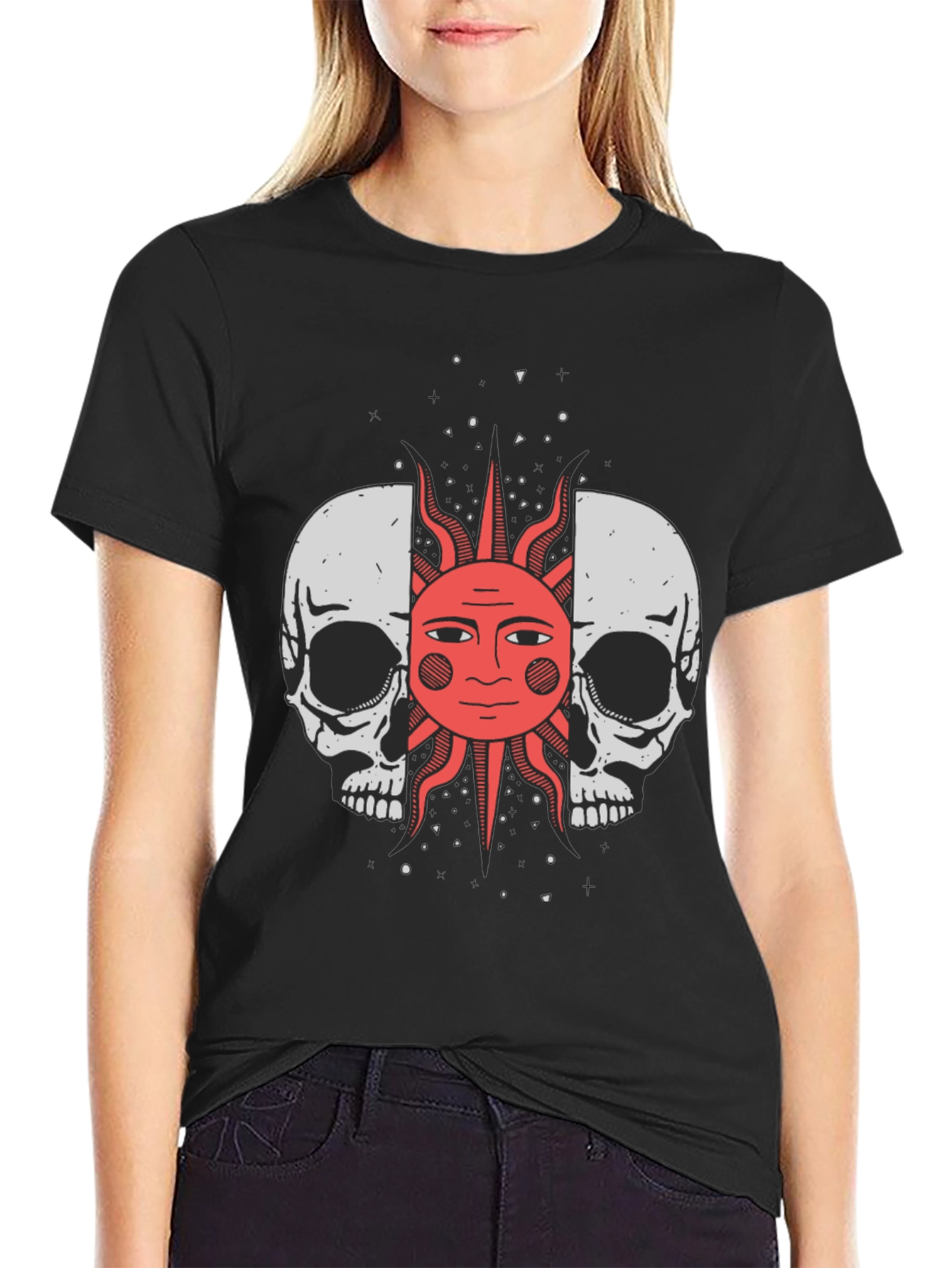 Skull & Sun Graphic Tee - Black