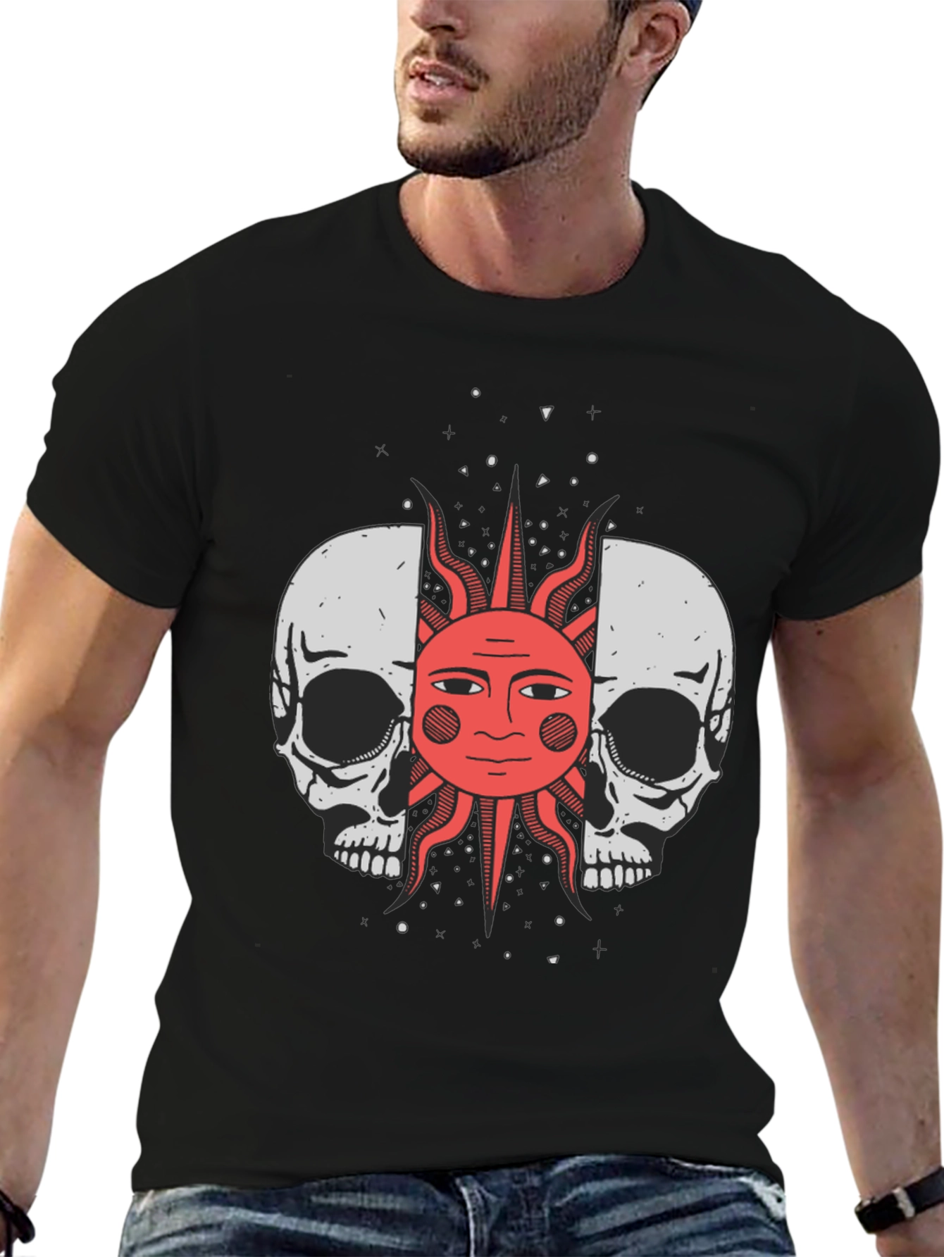 Skull & Sun Graphic Tee - Black