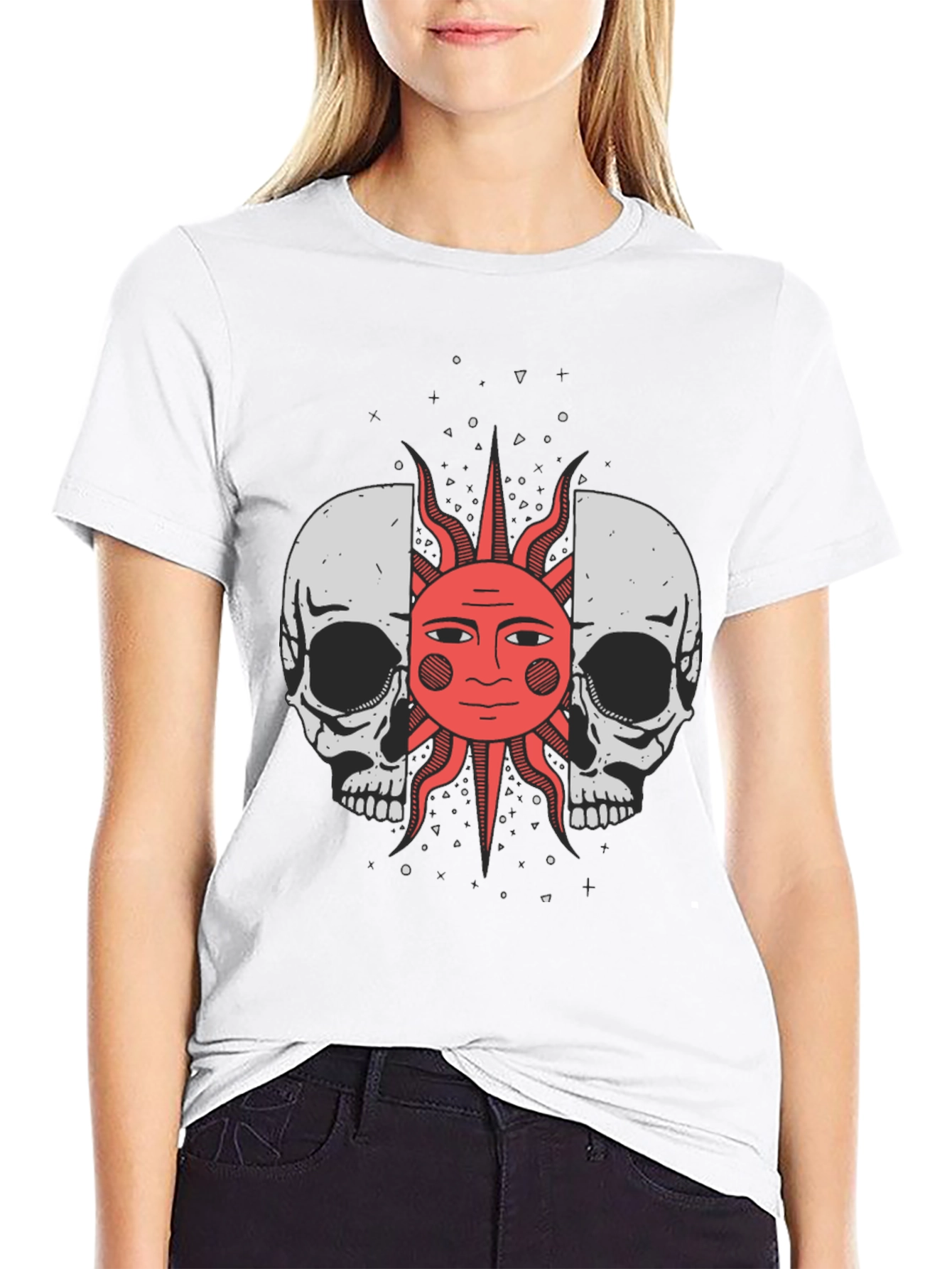 Skull & Sun Graphic Tee - Black