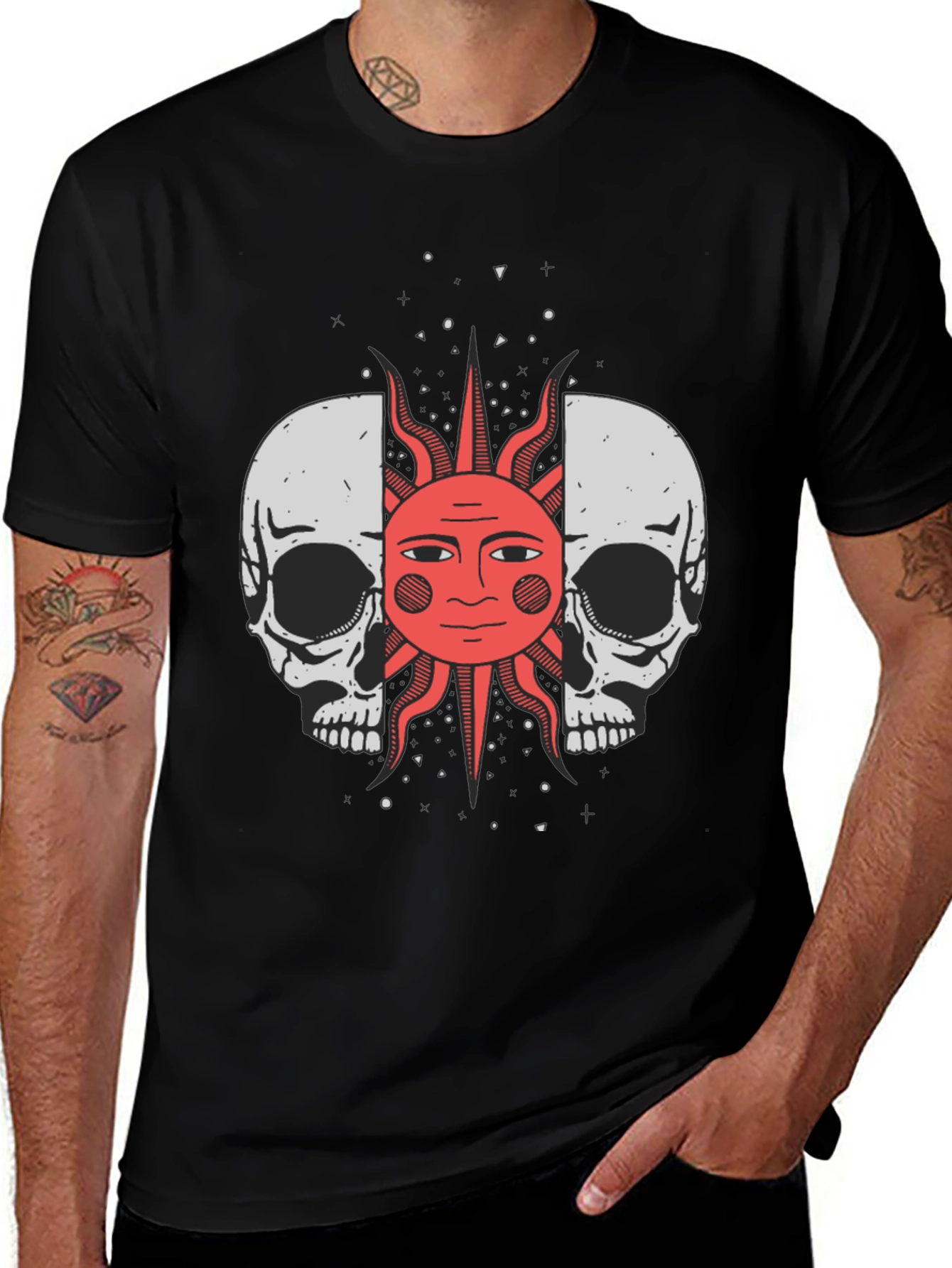 Skull & Sun Graphic Tee - Black