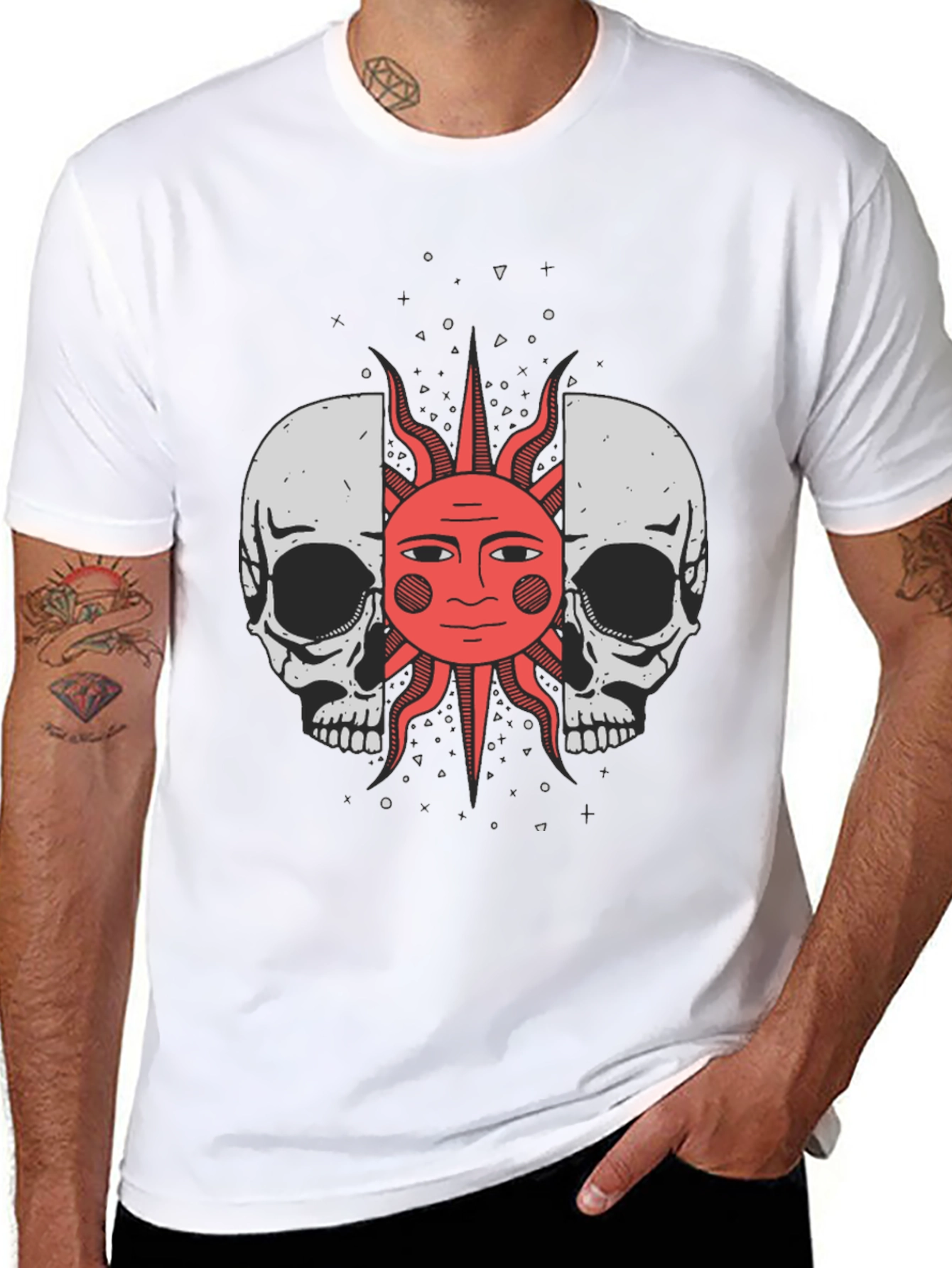 Skull & Sun Graphic Tee - Black