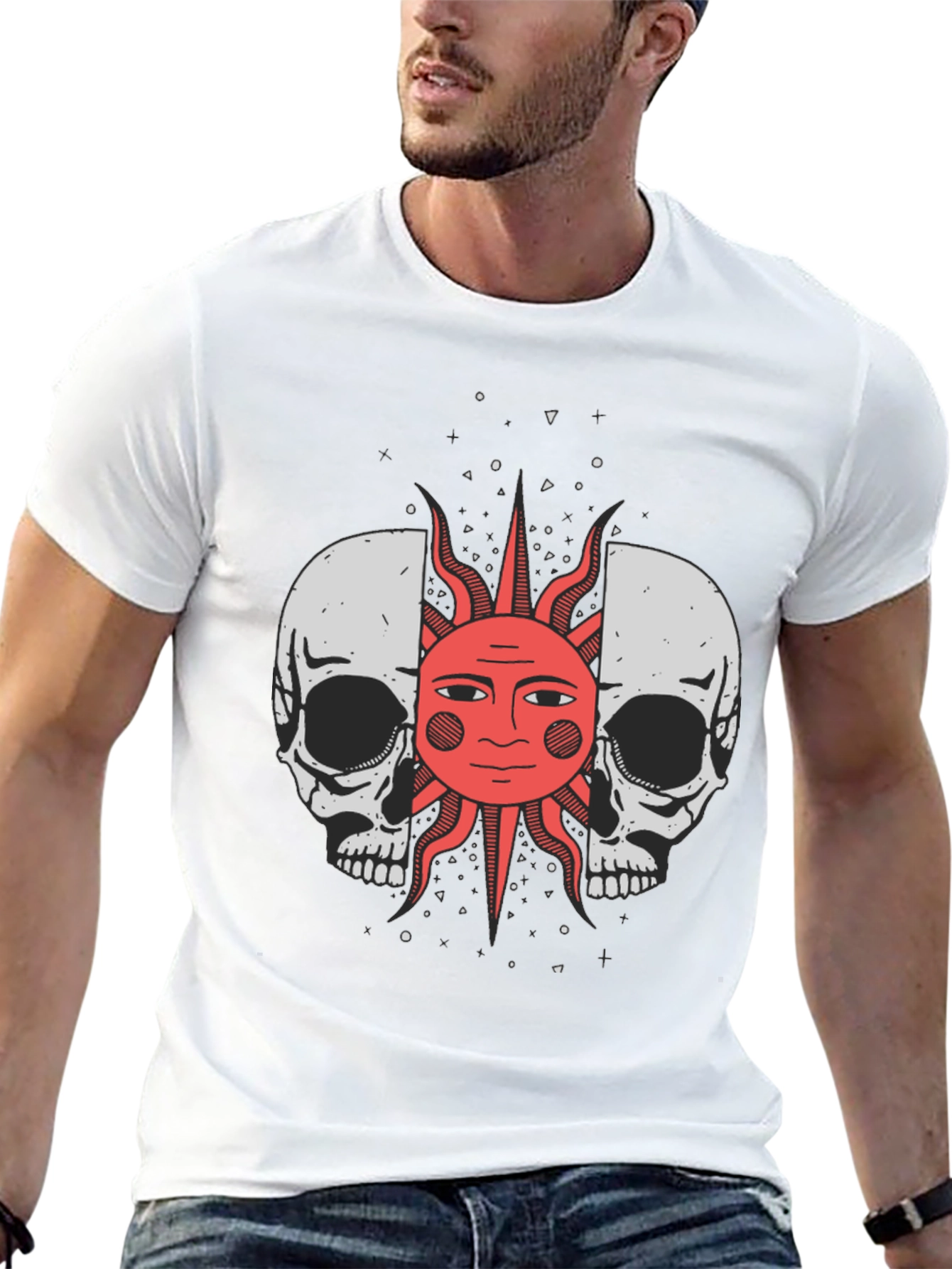 Skull & Sun Graphic Tee - Black