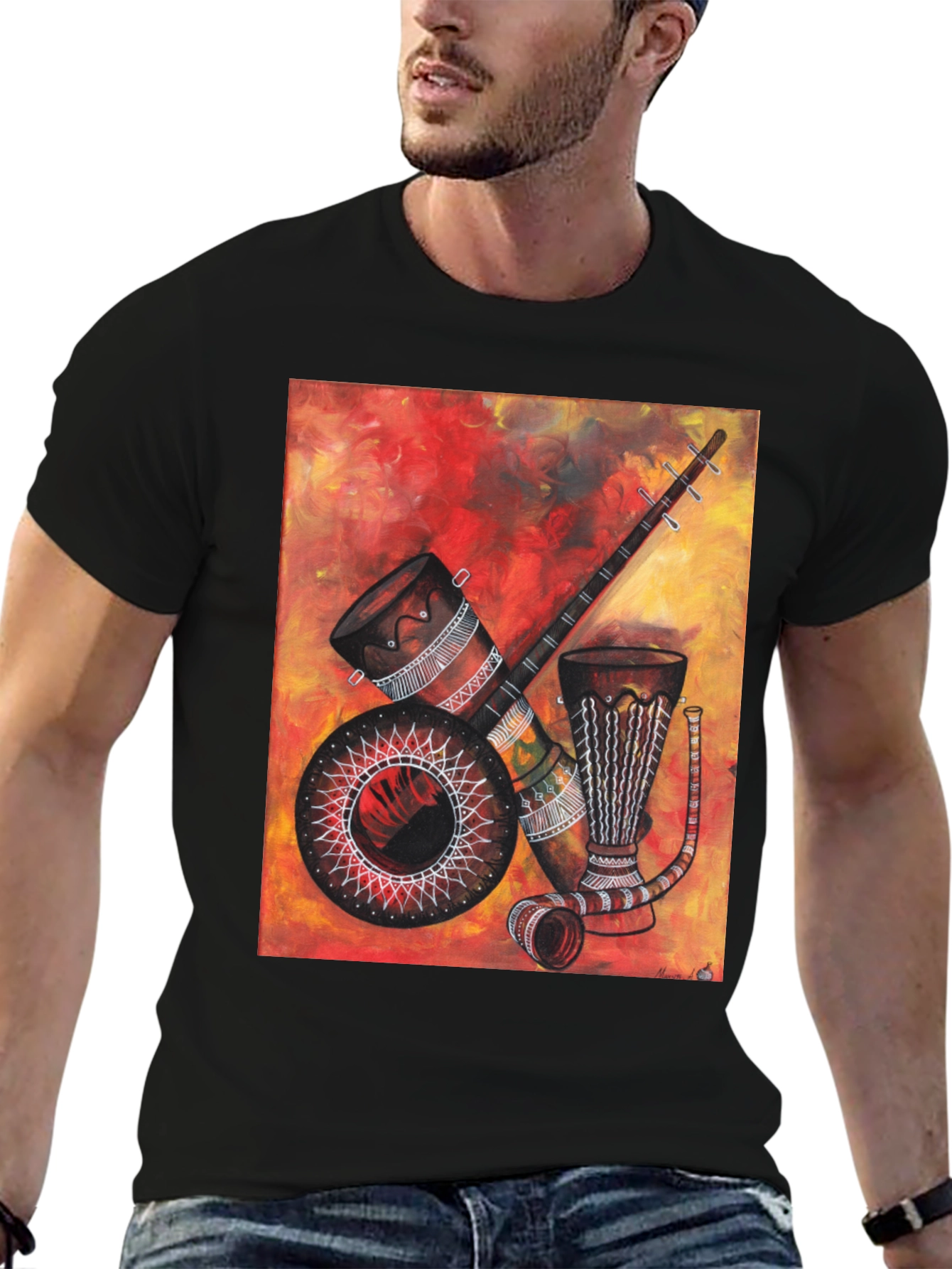 African Musical Instrument Graphic Tee - Unique Design