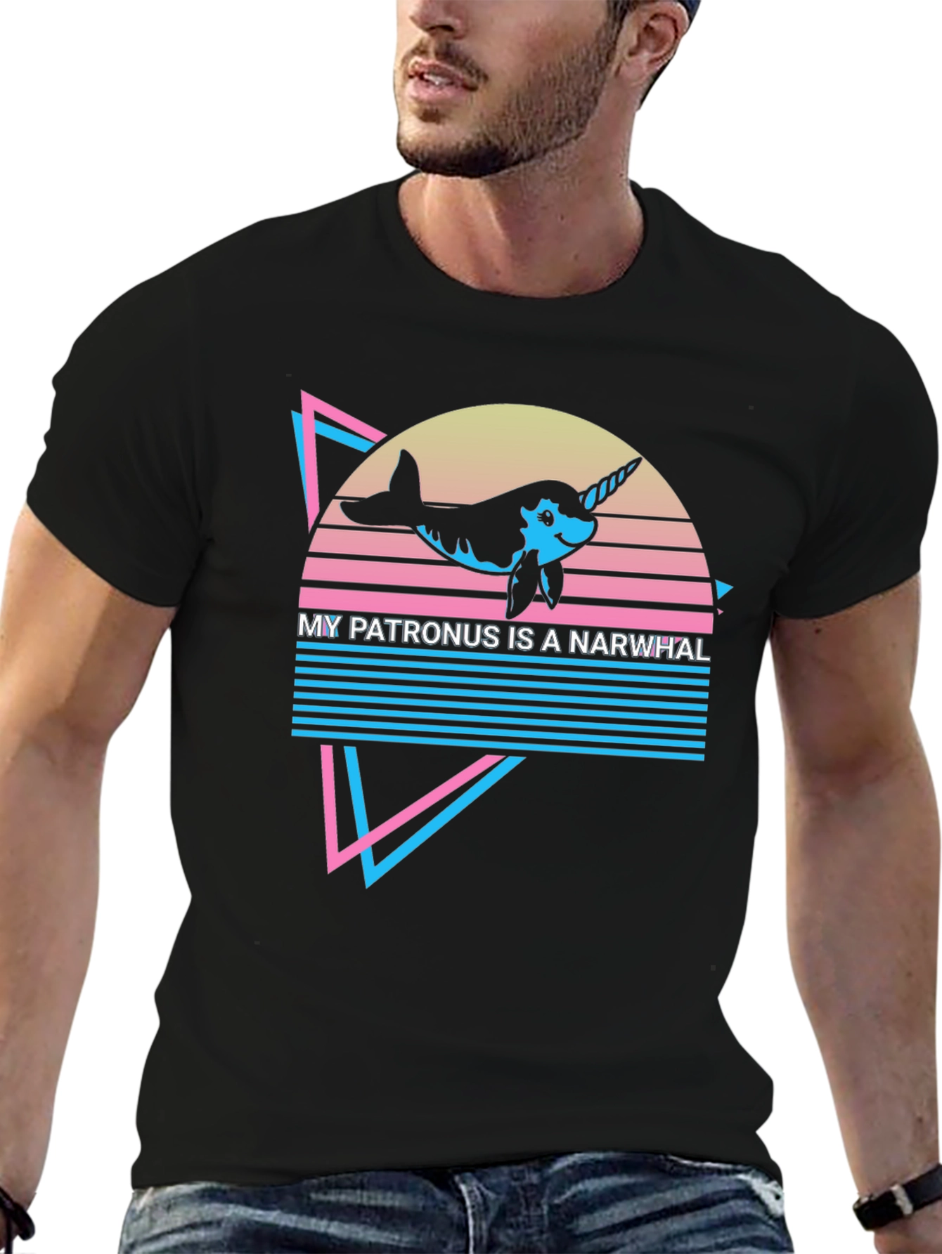 Narwhal Patronus T-Shirt - Retro Design