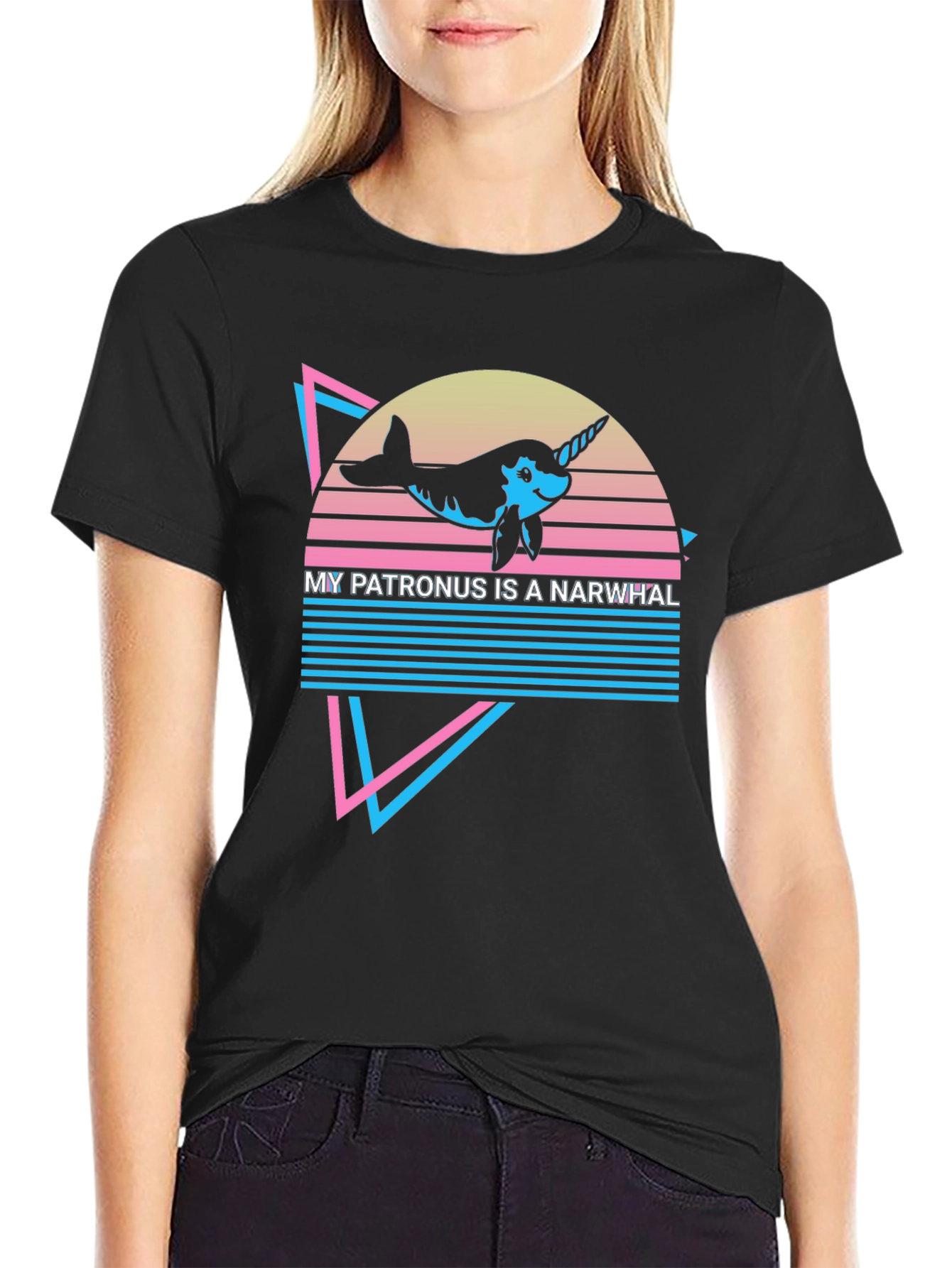 Narwhal Patronus T-Shirt - Retro Design