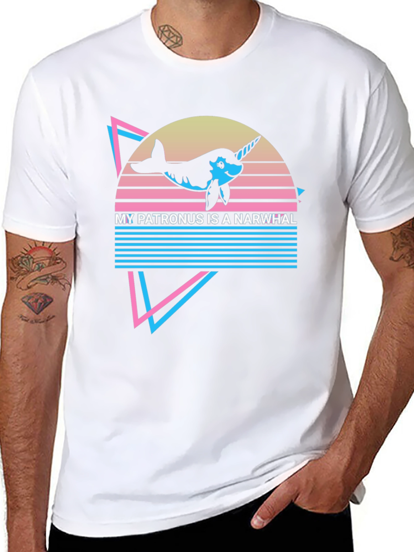 Narwhal Patronus T-Shirt - Retro Design