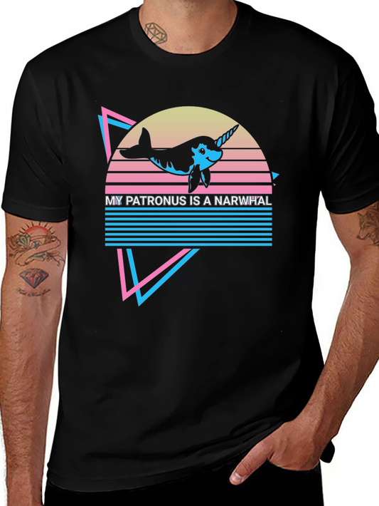 Narwhal Patronus T-Shirt - Retro Design