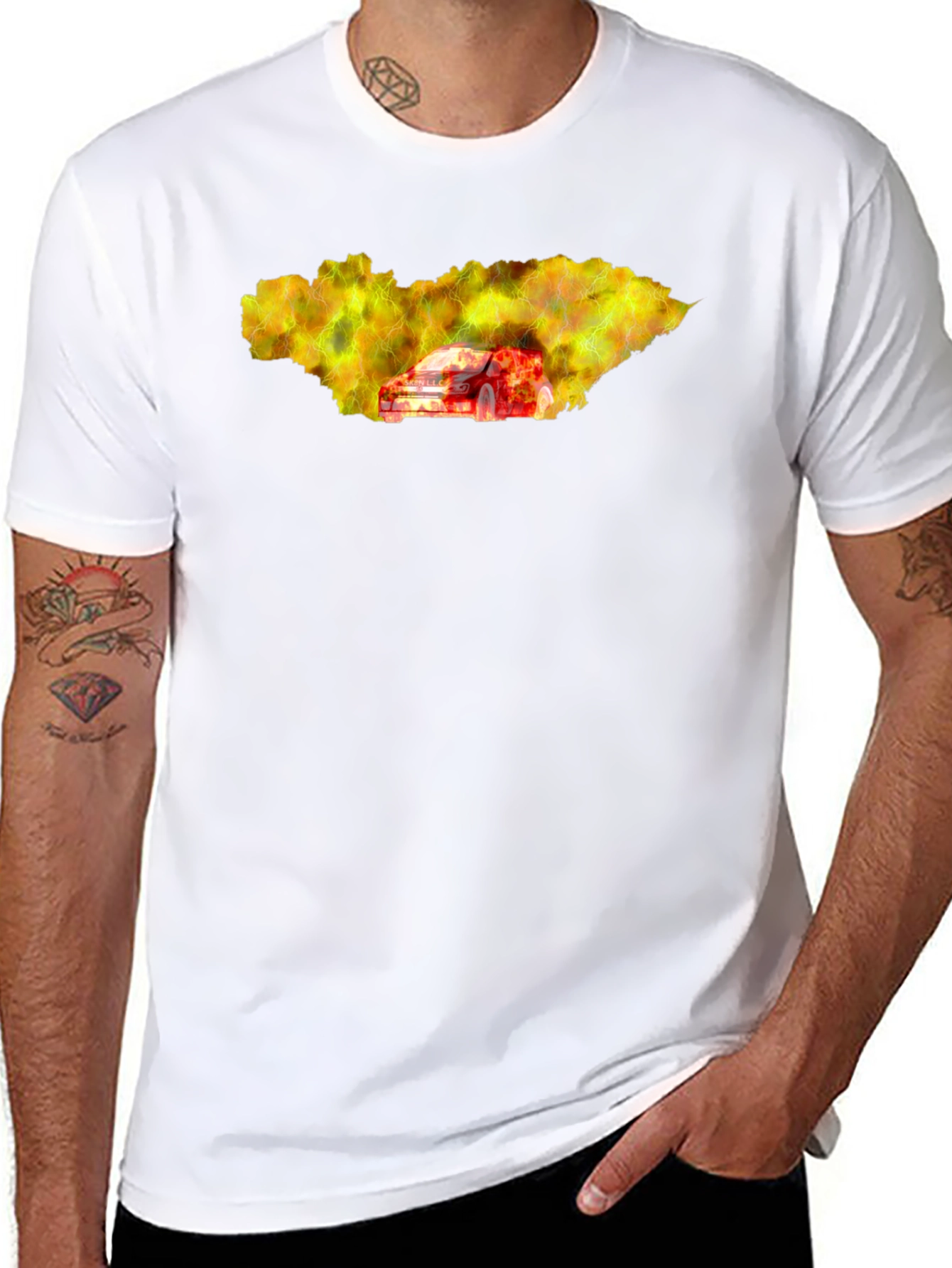 Burning Car Graphic T-Shirt
