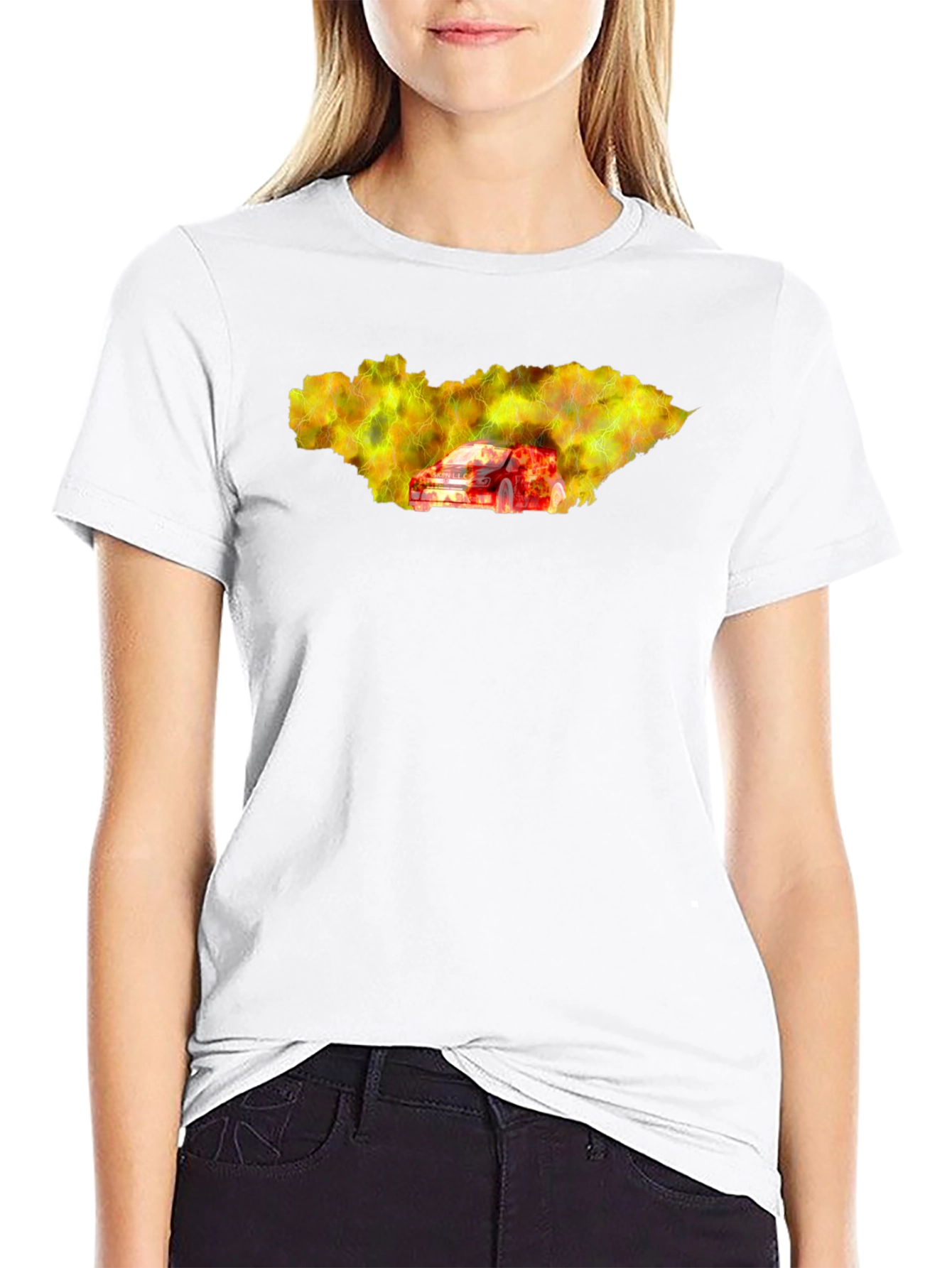 Burning Car Graphic T-Shirt