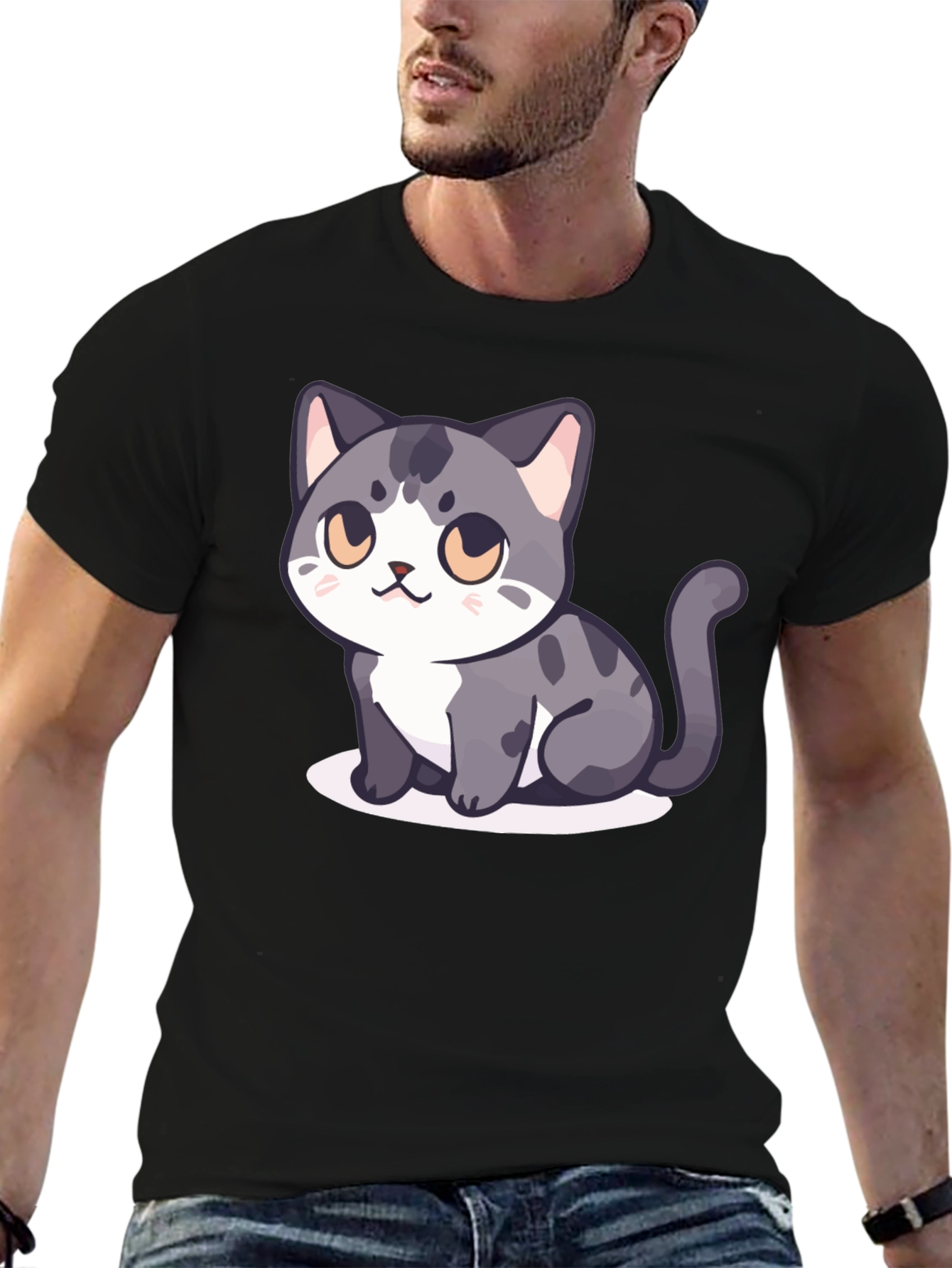 Cute Cartoon Cat Graphic T-Shirt - Stylish Unisex Tee