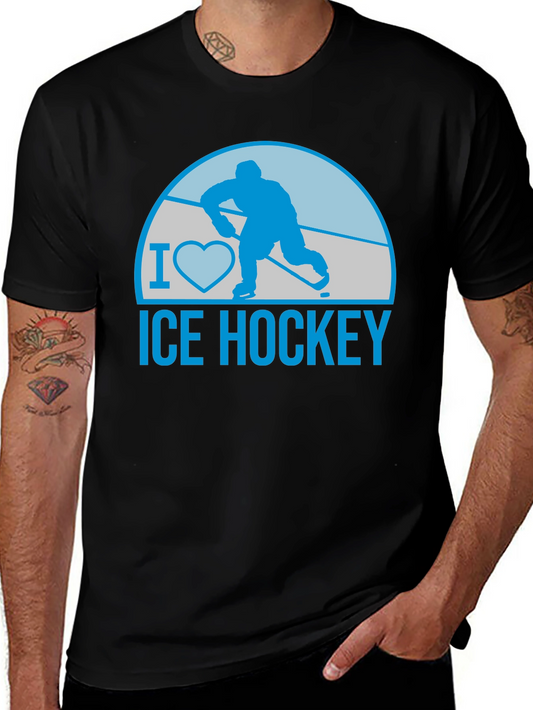 I Love Ice Hockey Graphic T-Shirt - Sporty Tee