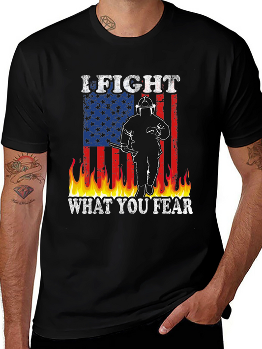 Firefighter American Flag Graphic T-Shirt