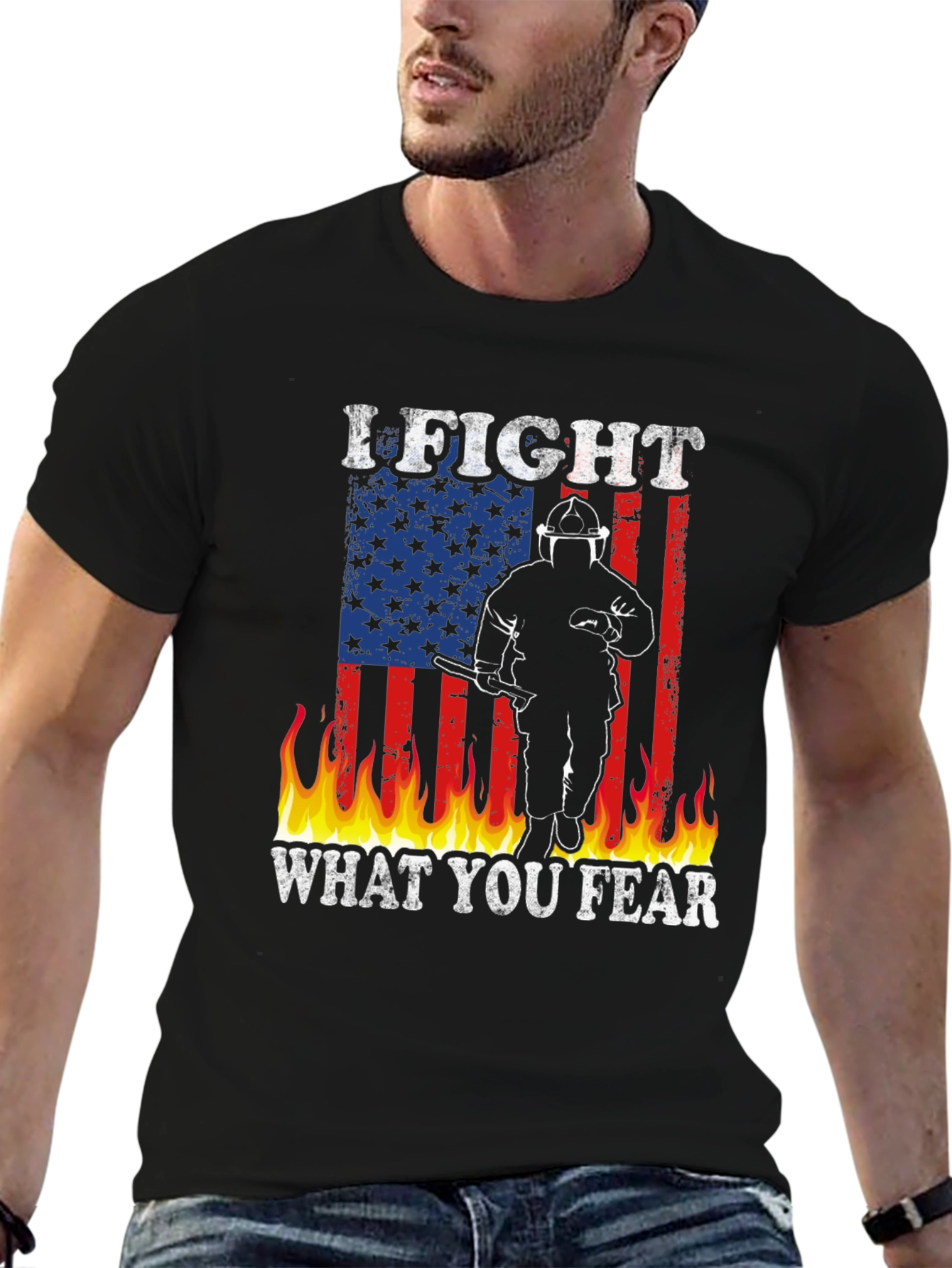 Firefighter American Flag Graphic T-Shirt