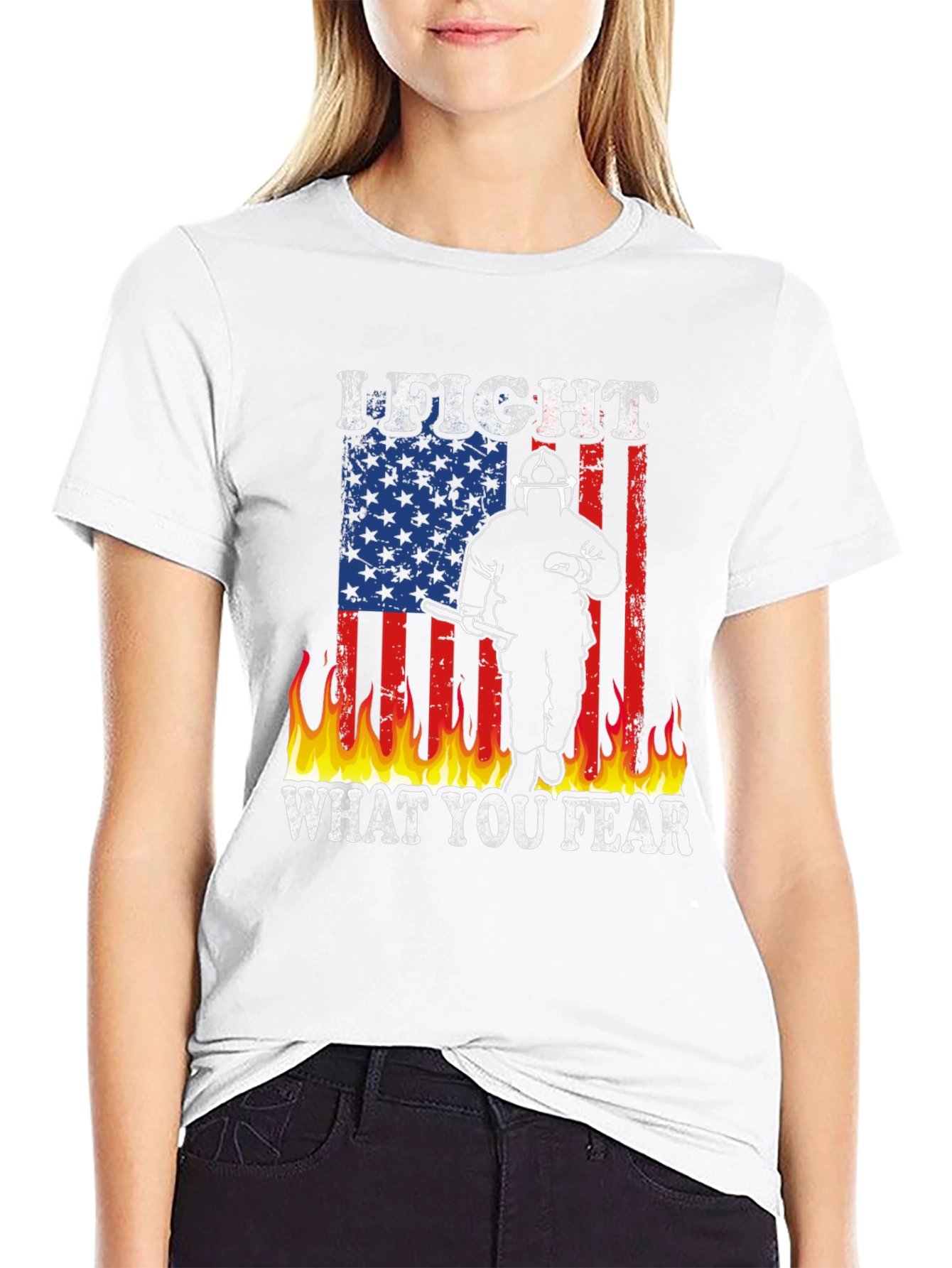Firefighter American Flag Graphic T-Shirt