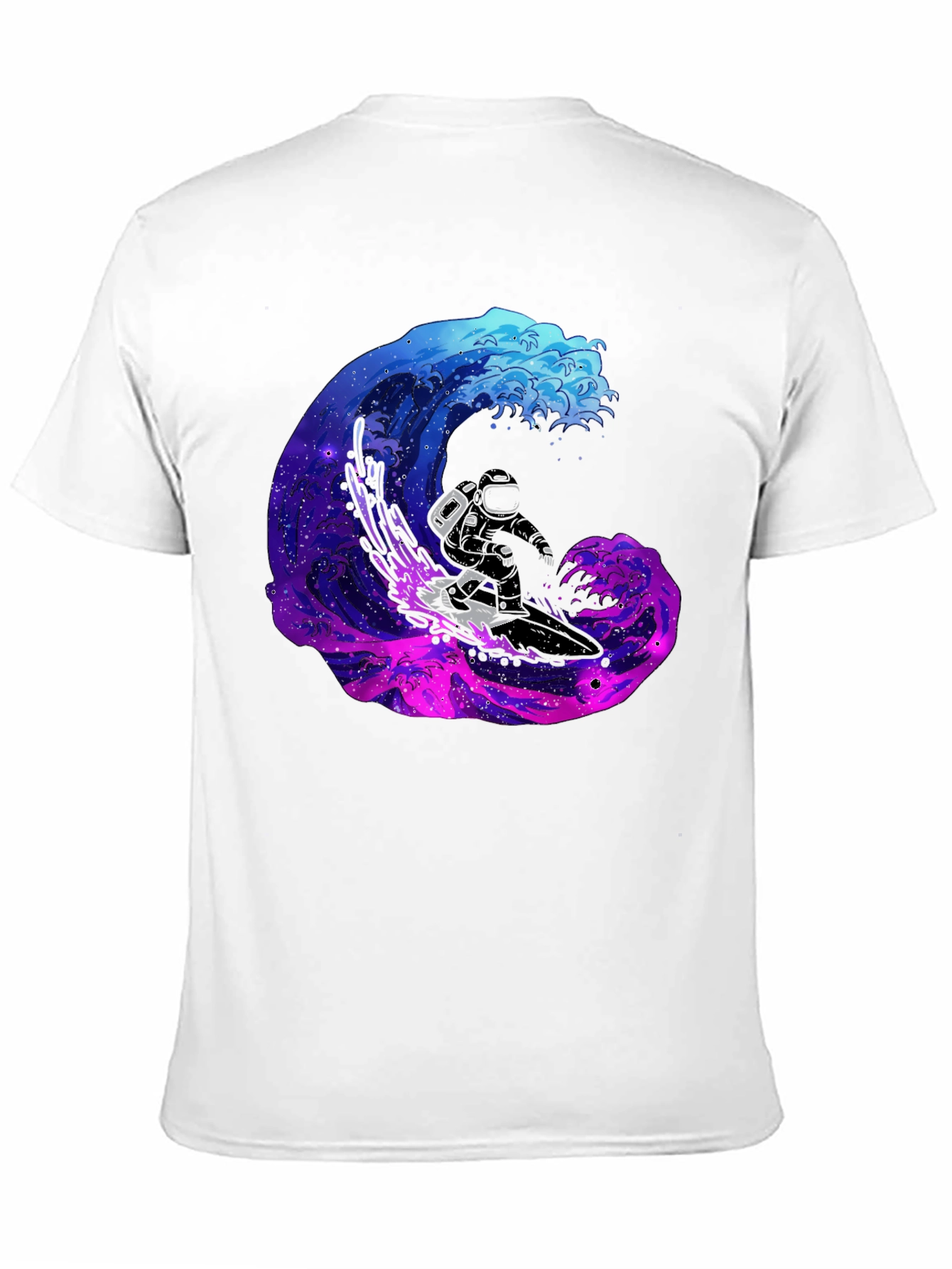 Astronaut Surfing Galaxy Wave Black T-Shirt