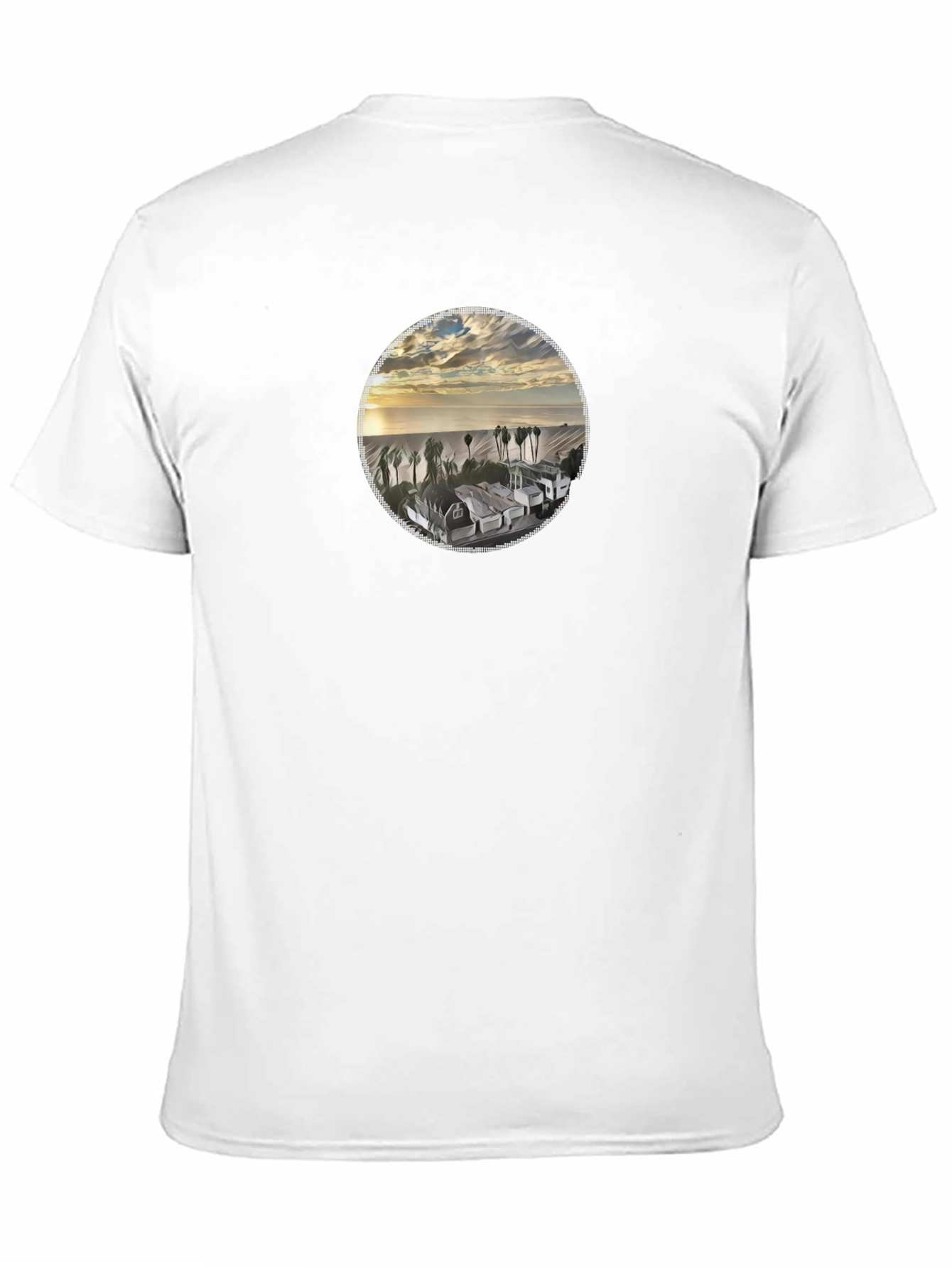 Coastal View Graphic Tee - Soft Black Cotton Shirt