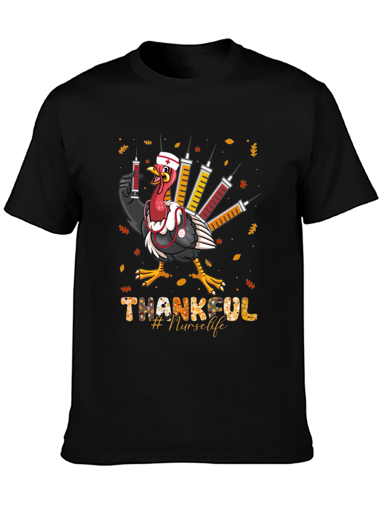 Thankful Nurse Life Thanksgiving Turkey T-Shirt