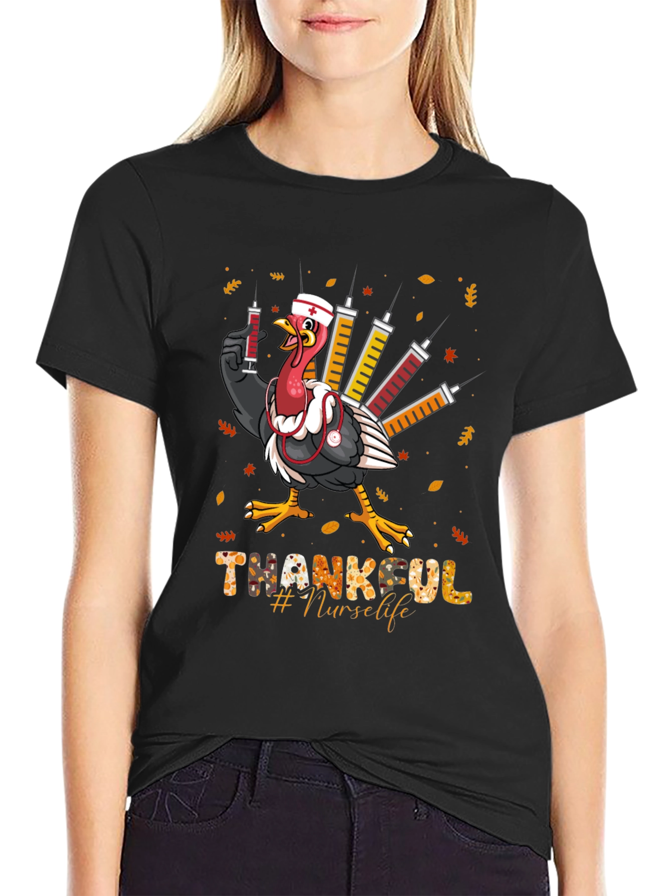 Thankful Nurse Life Thanksgiving Turkey T-Shirt