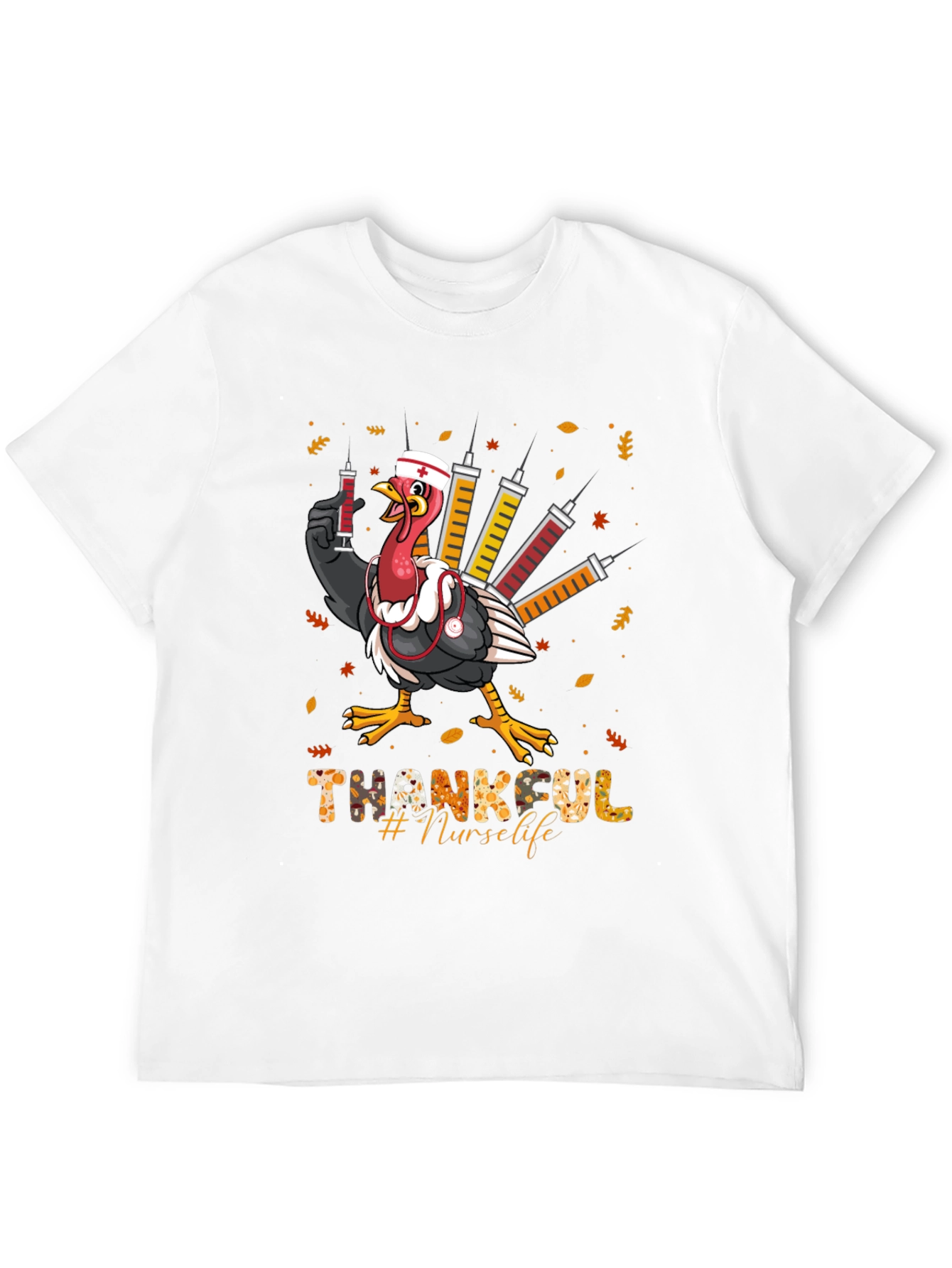 Thankful Nurse Life Thanksgiving Turkey T-Shirt