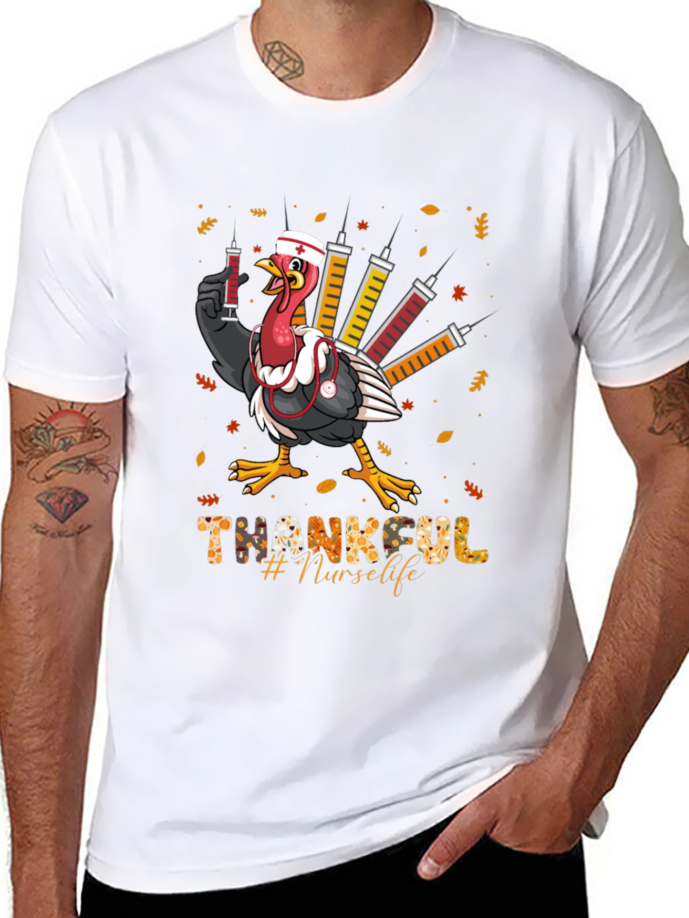 Thankful Nurse Life Thanksgiving Turkey T-Shirt