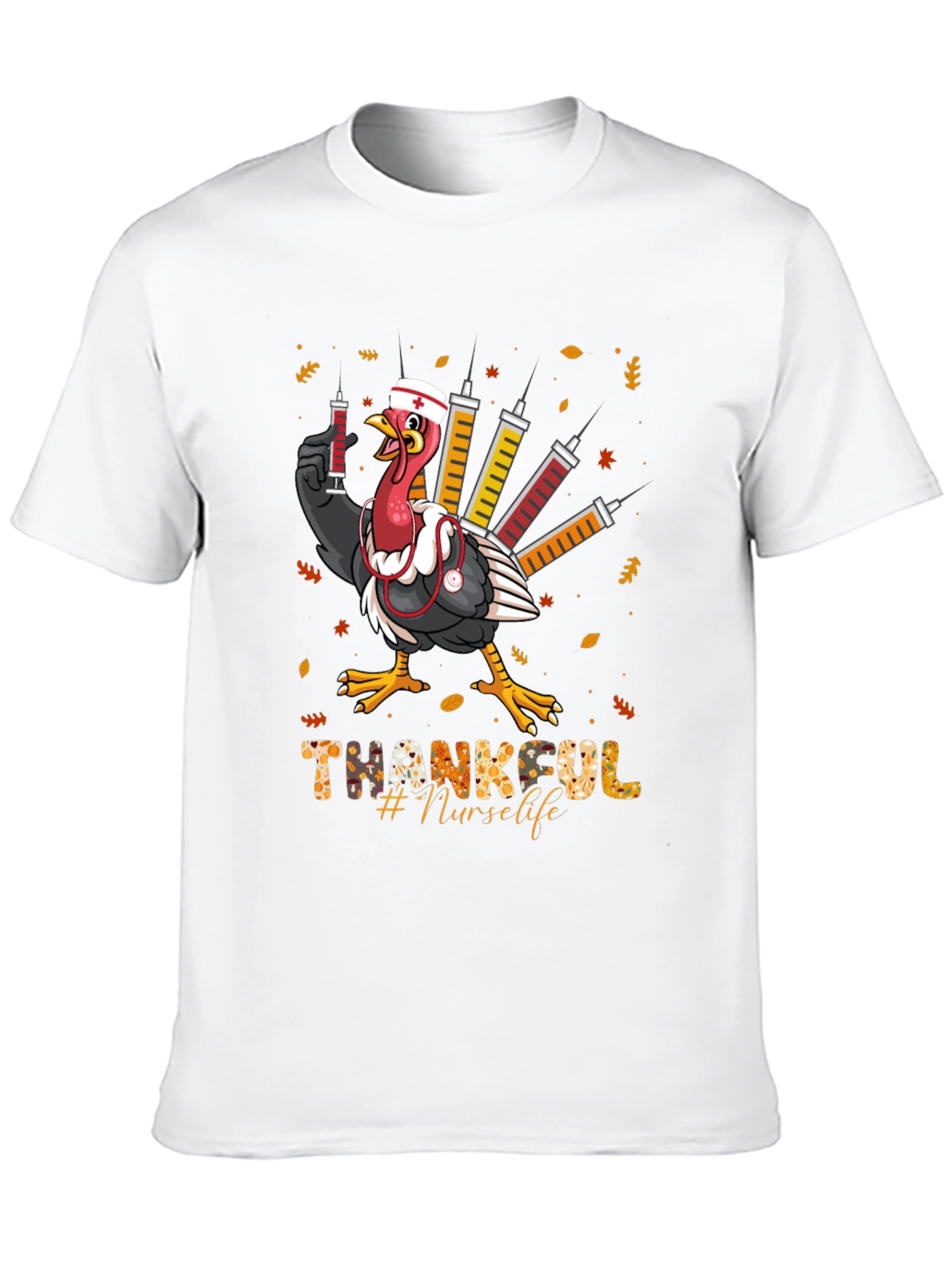 Thankful Nurse Life Thanksgiving Turkey T-Shirt
