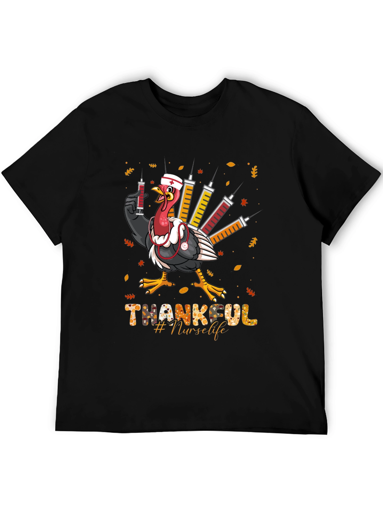 Thankful Nurse Life Thanksgiving Turkey T-Shirt