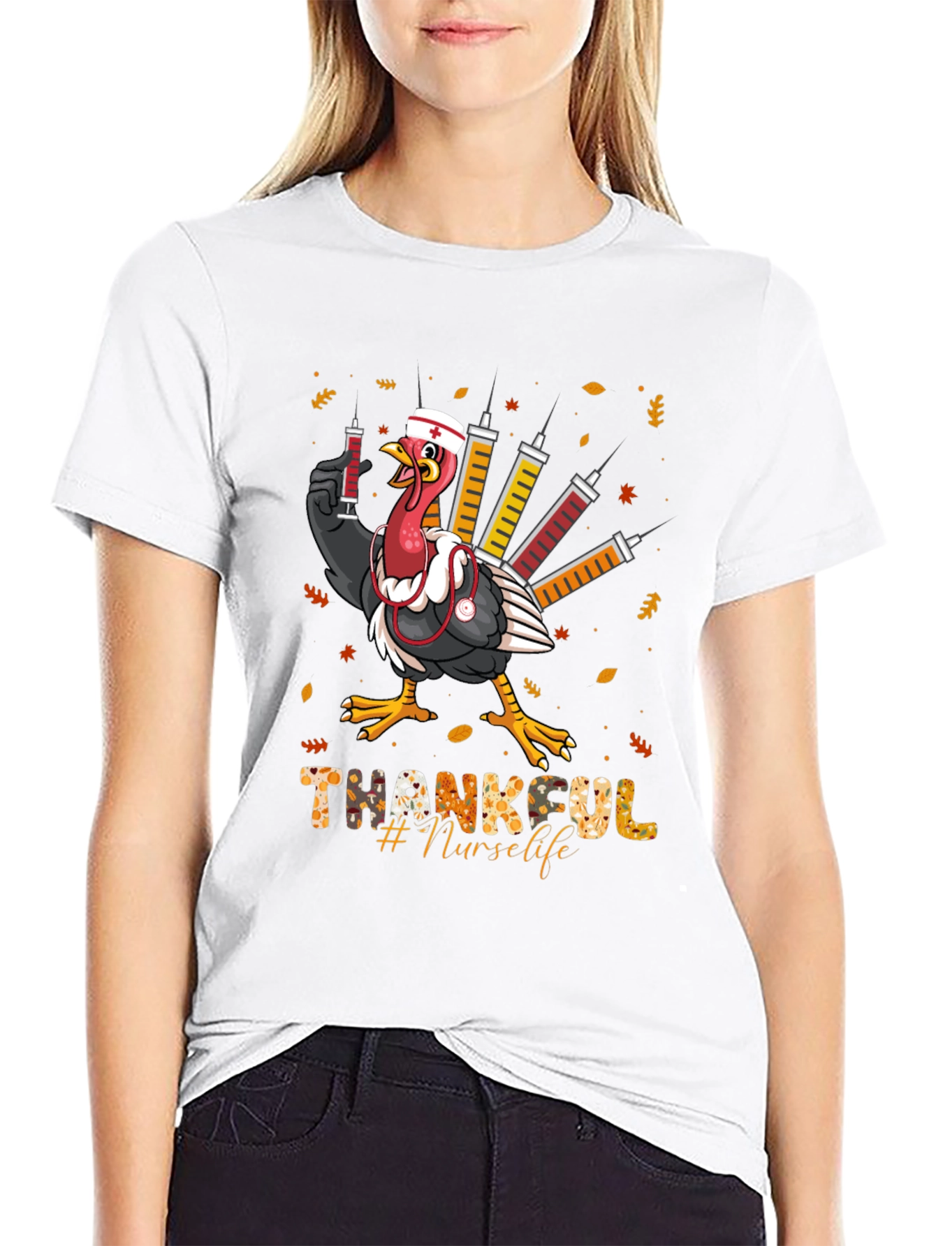Thankful Nurse Life Thanksgiving Turkey T-Shirt