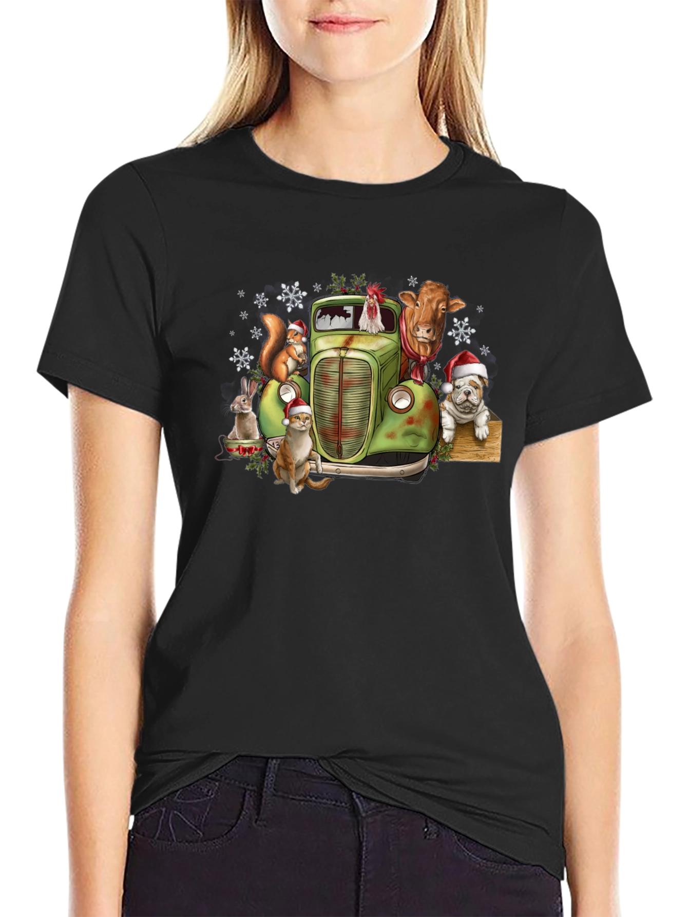 Festive Farm Animal Truck Graphic Tee