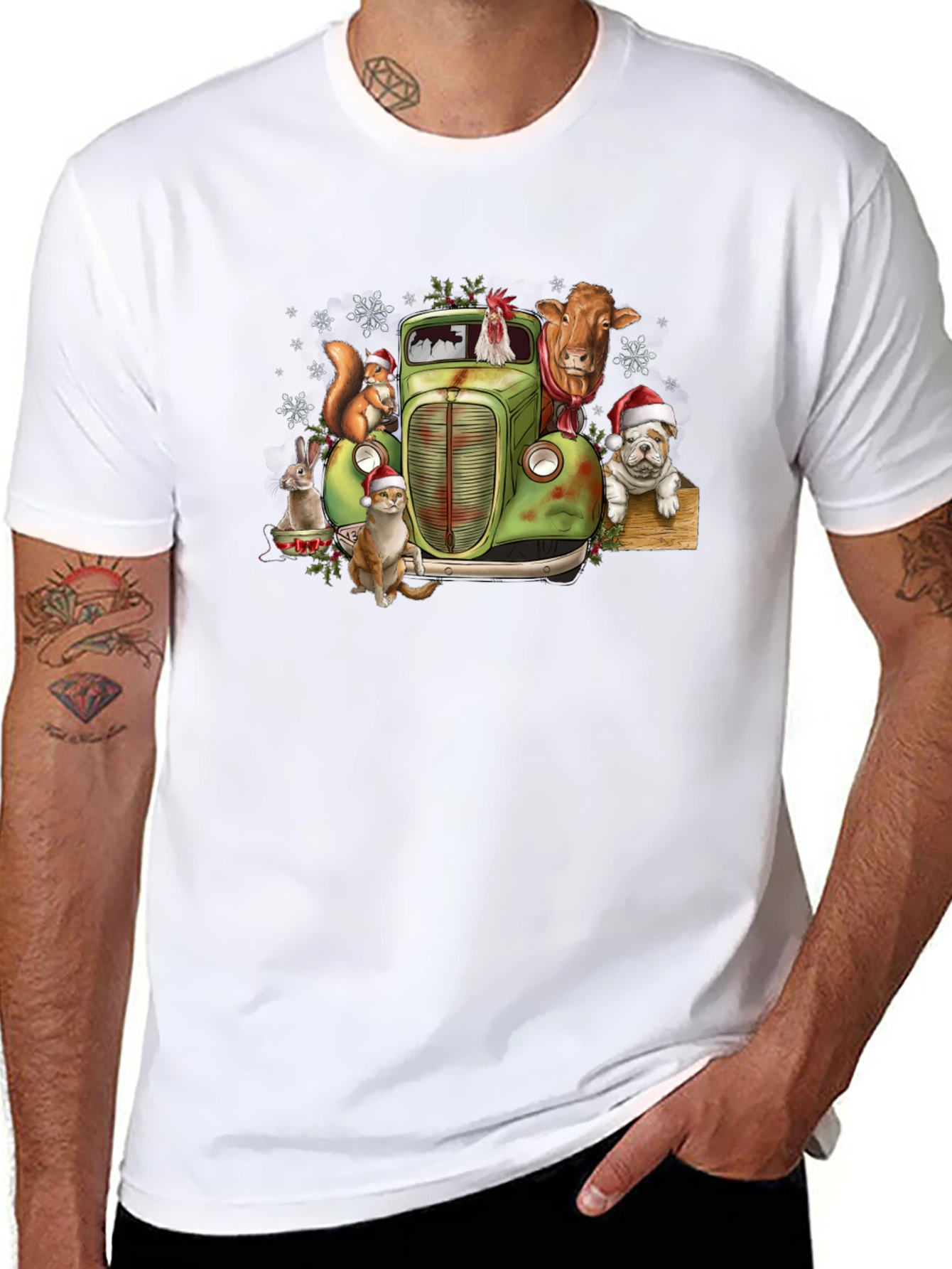 Festive Farm Animal Truck Graphic Tee