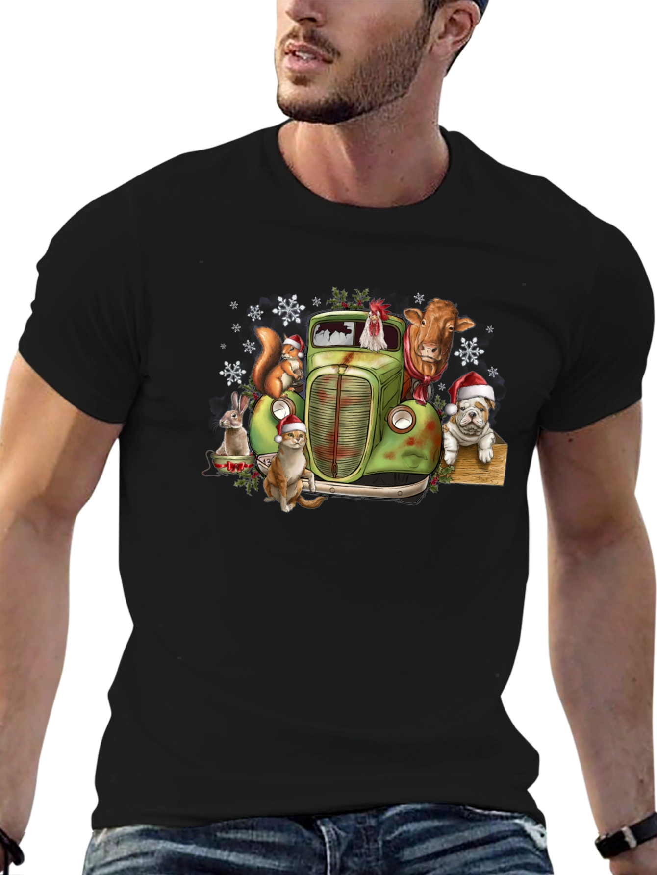 Festive Farm Animal Truck Graphic Tee