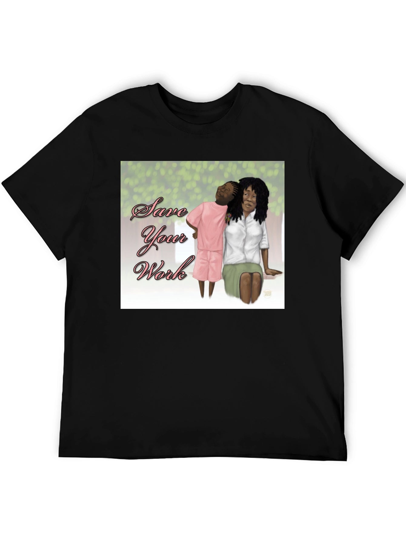 Save Your Work T-Shirt Black Cotton