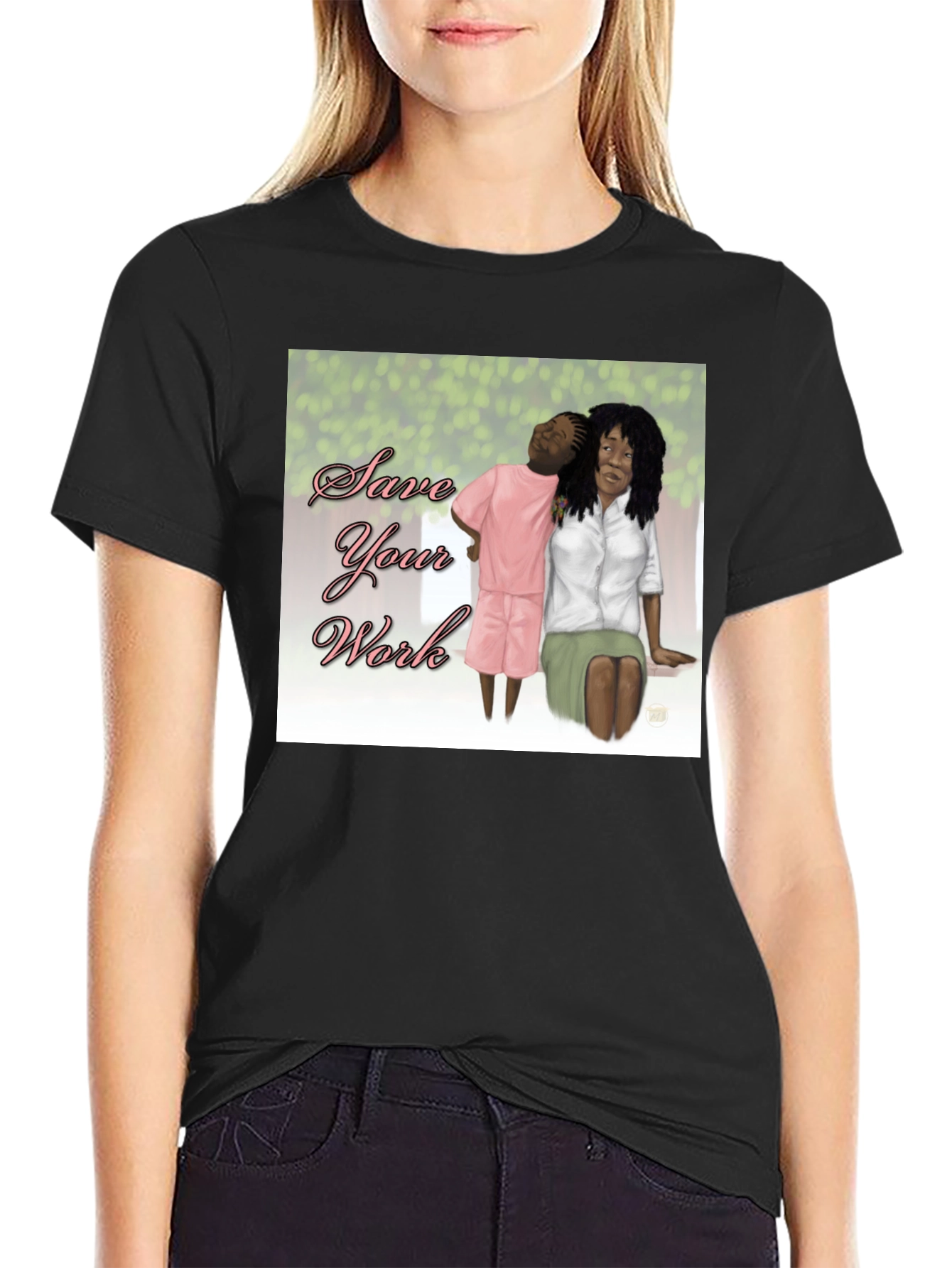 Save Your Work T-Shirt Black Cotton