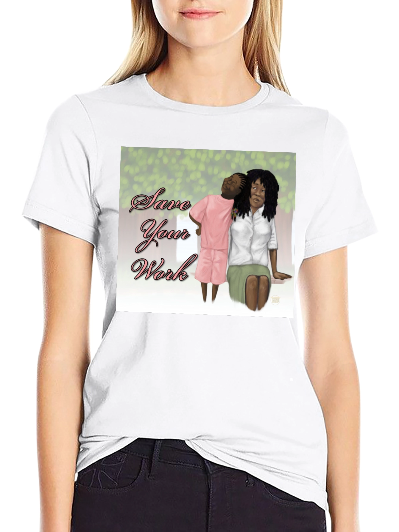 Save Your Work T-Shirt Black Cotton