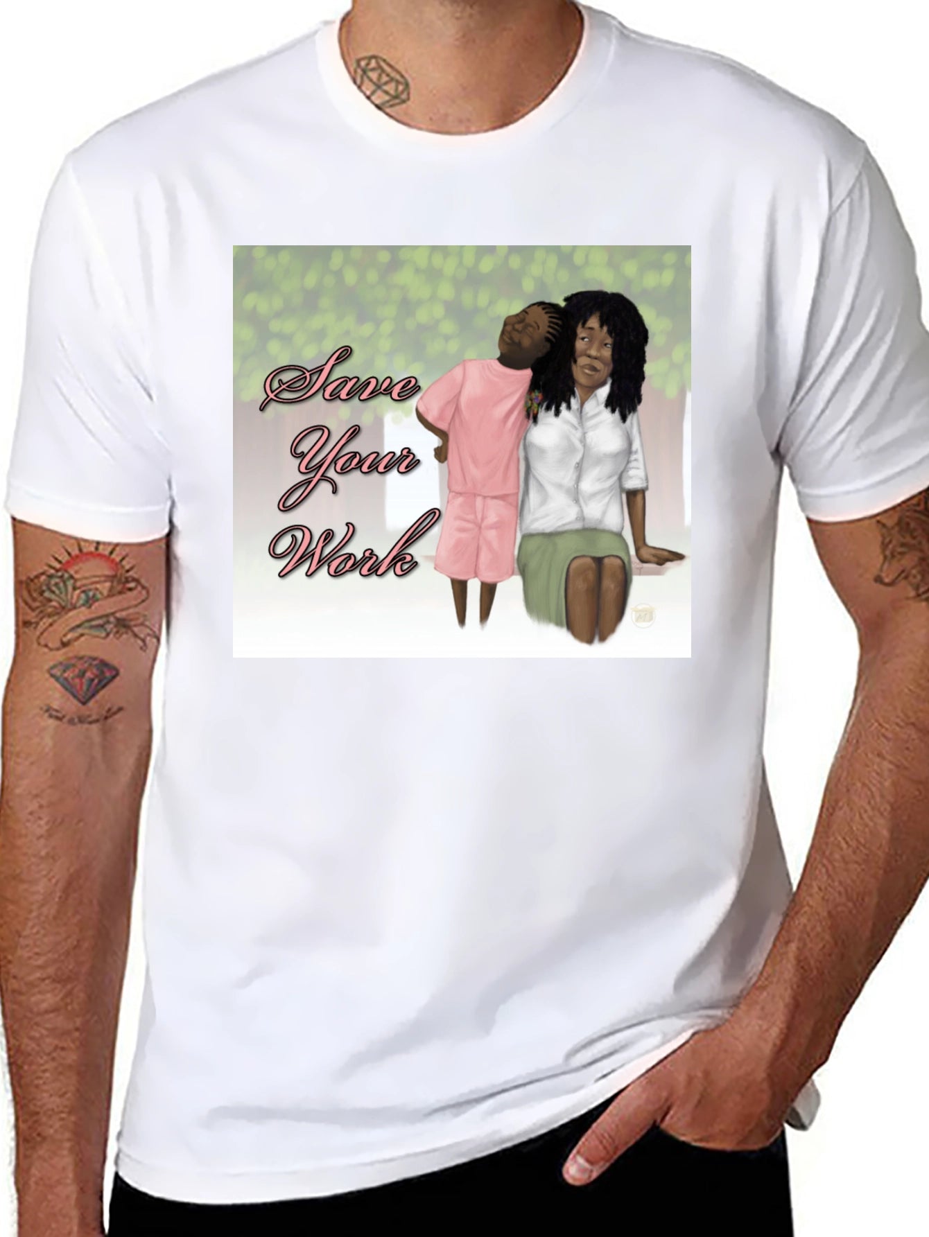 Save Your Work T-Shirt Black Cotton