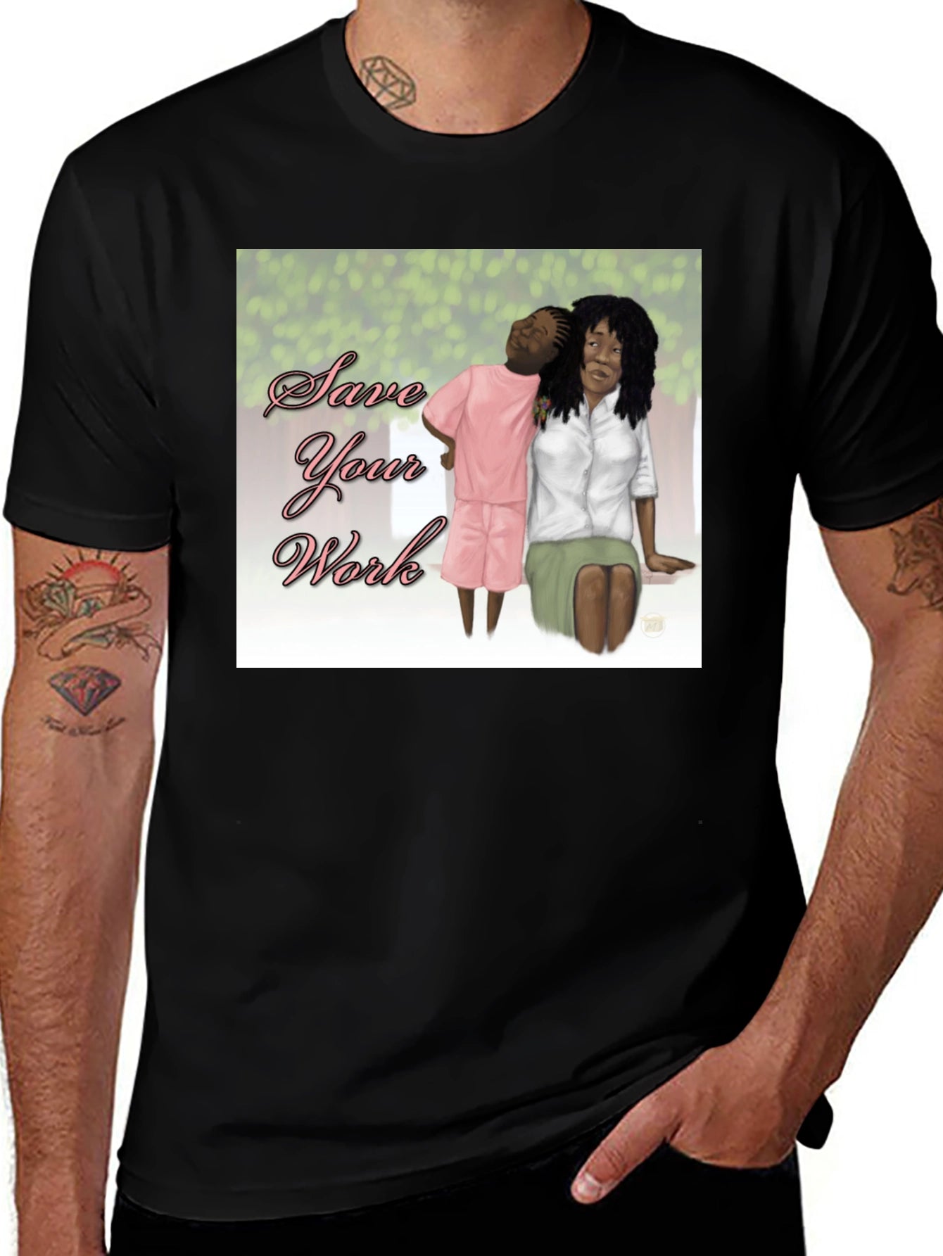 Save Your Work T-Shirt Black Cotton
