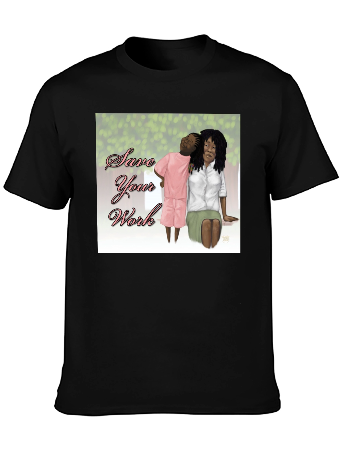 Save Your Work T-Shirt Black Cotton